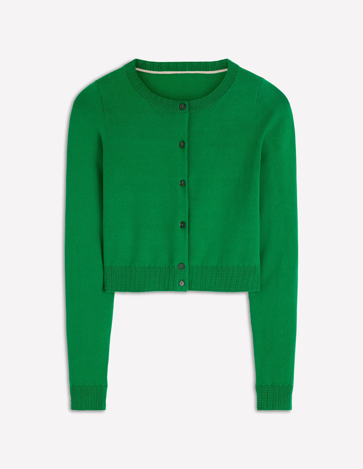 Emilia Verkürzte Baumwollstrickjacke-Grünes Tamburin-5