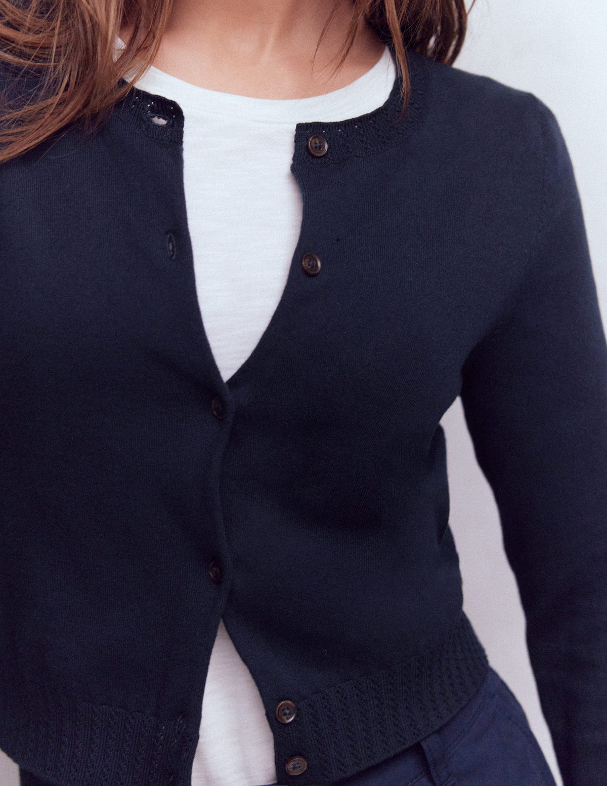 Emilia Verkürzte Baumwollstrickjacke-Marineblau - Image 2