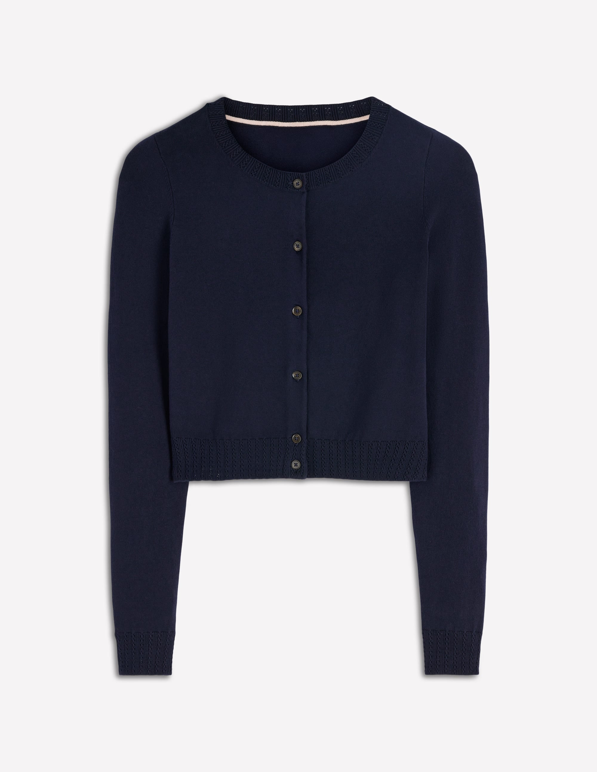 Emilia Verkürzte Baumwollstrickjacke-Marineblau - Image 6