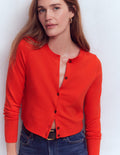 Emilia Verkürzte Baumwollstrickjacke-Abendrot-Orange