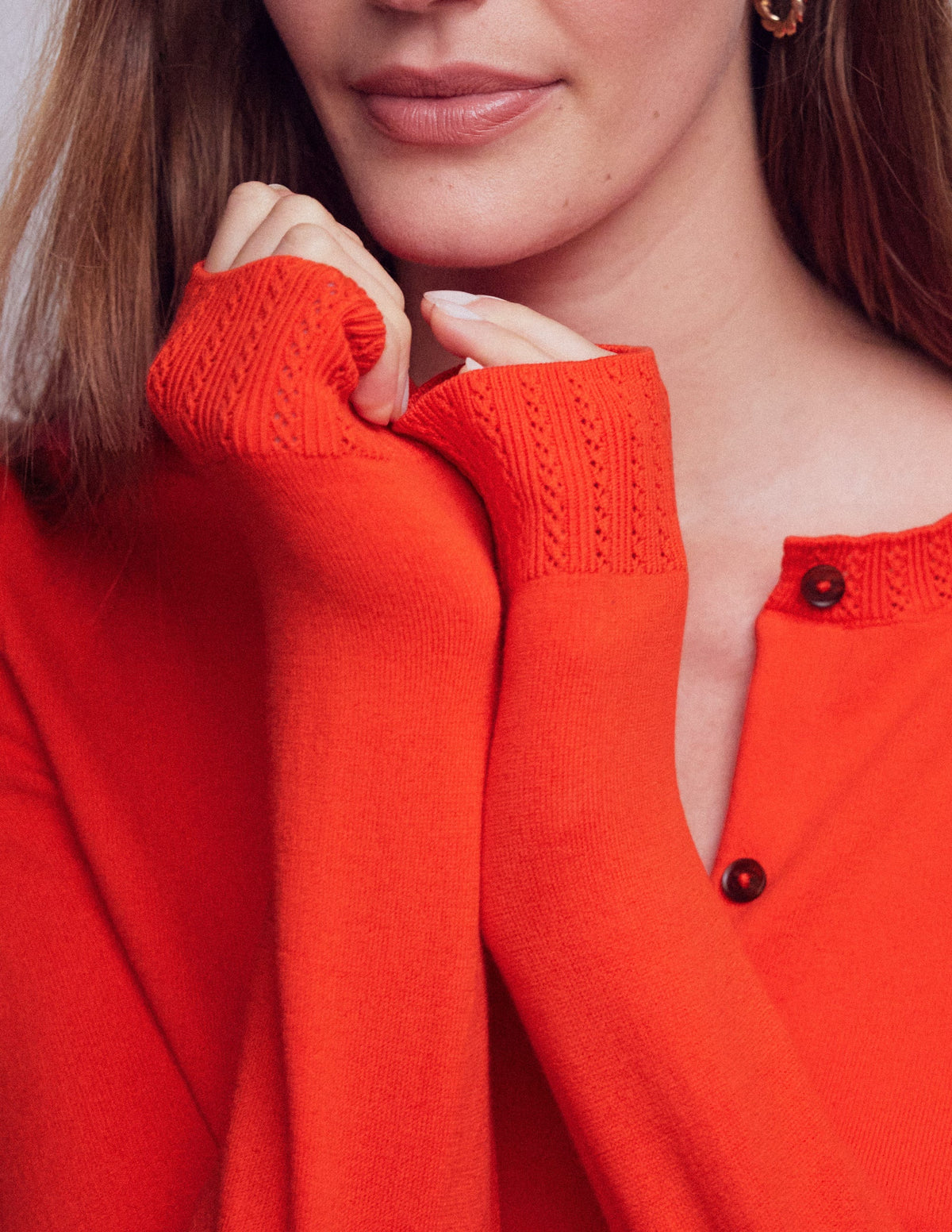 Emilia Verkürzte Baumwollstrickjacke-Abendrot-Orange - Image 2