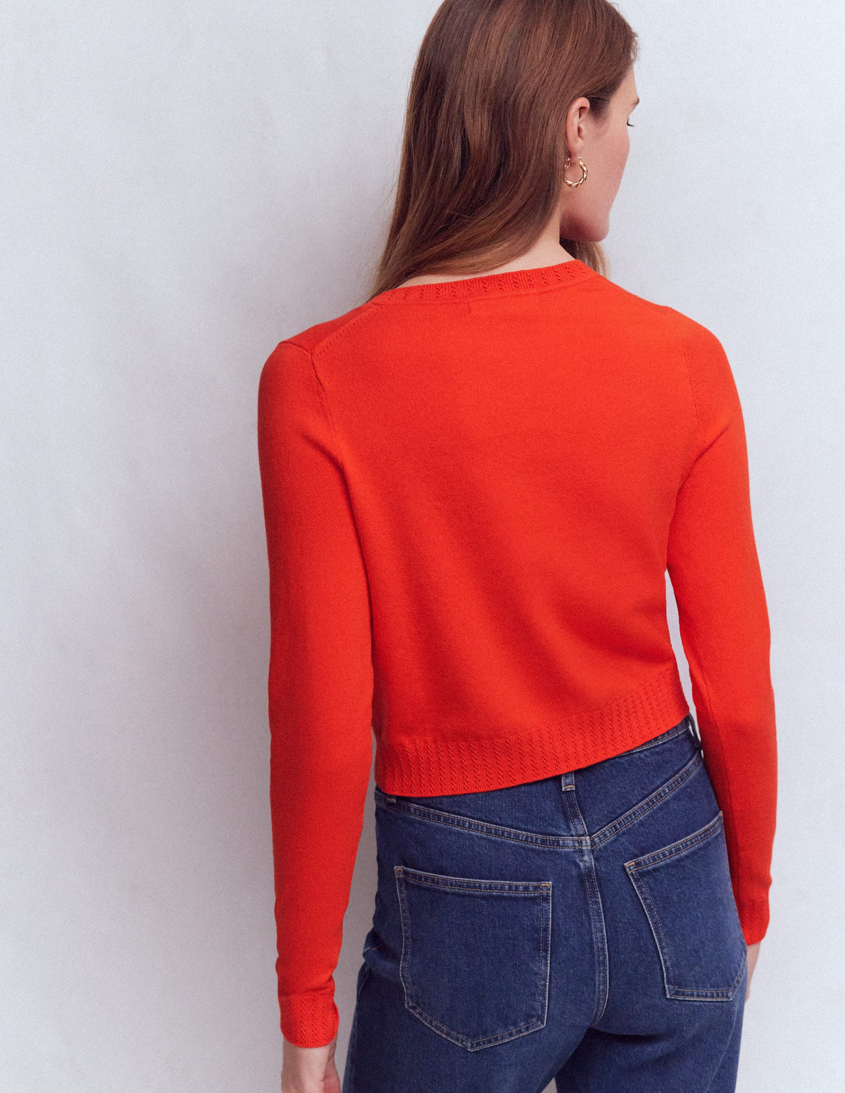 Emilia Verkürzte Baumwollstrickjacke-Abendrot-Orange-3