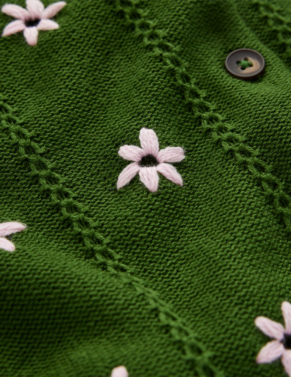 Valeria Strickjacke mit Häkelbesatz-Promenadengrün, Stickerei-6