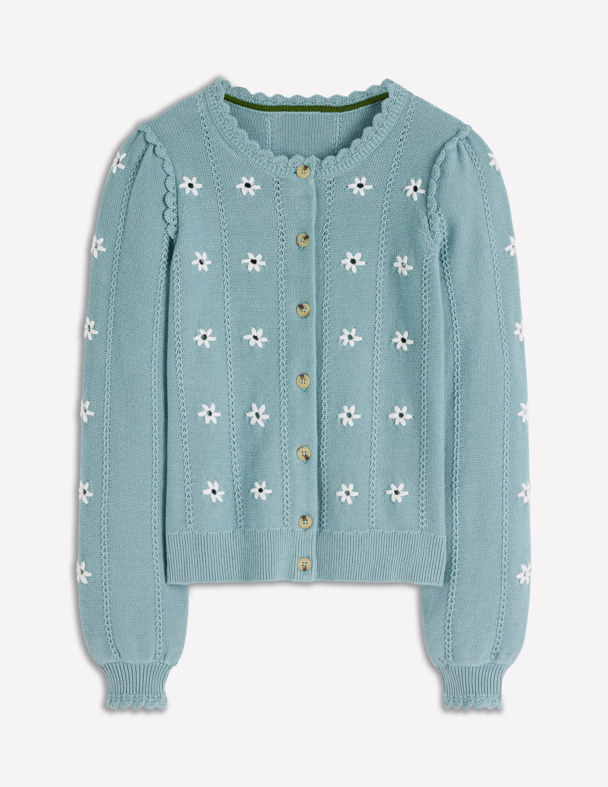 Valeria Crochet Trim Cardigan-Seamist Blue, Embroidery - Image 5