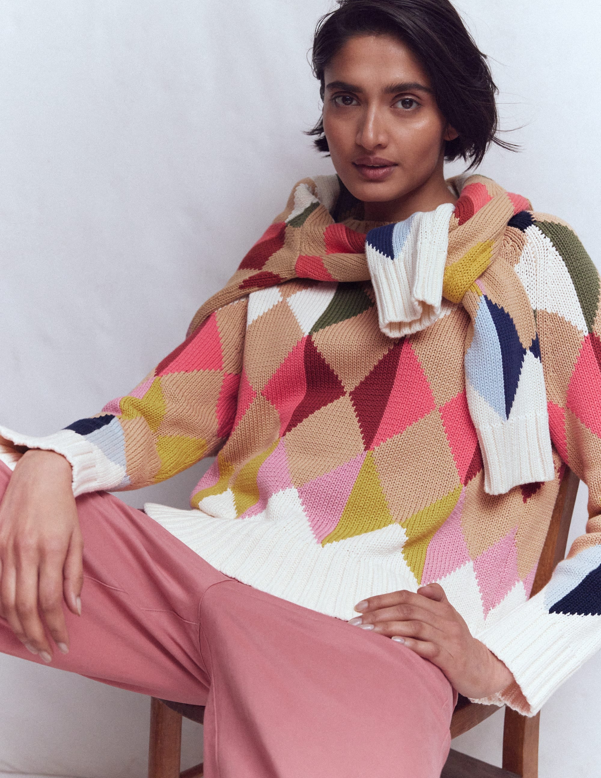 Camilla Argyle-Pullover aus Baumwolle-Bunt, Argyle-Muster - Image 1