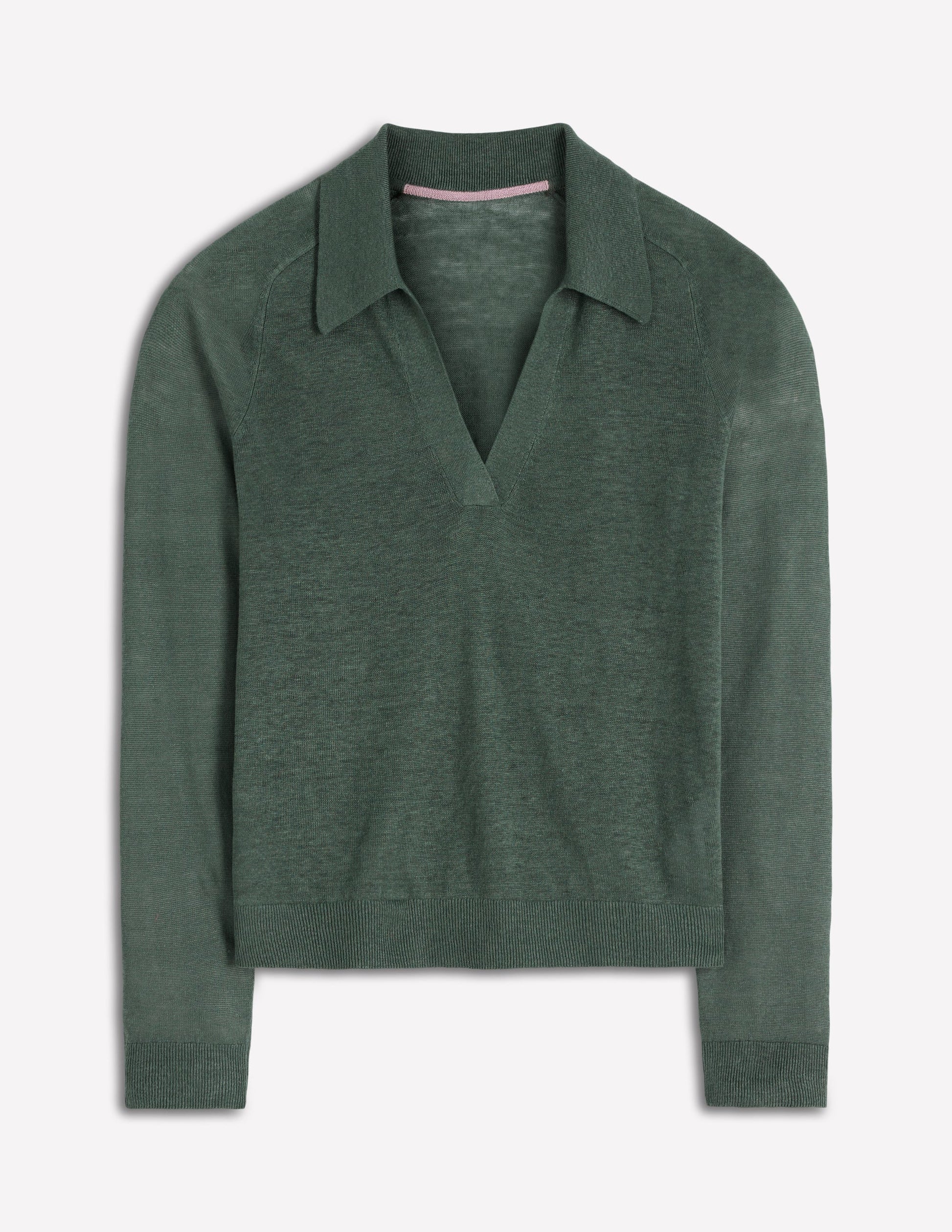 Agnes Collared Linen Jumper-Green Jasper-5