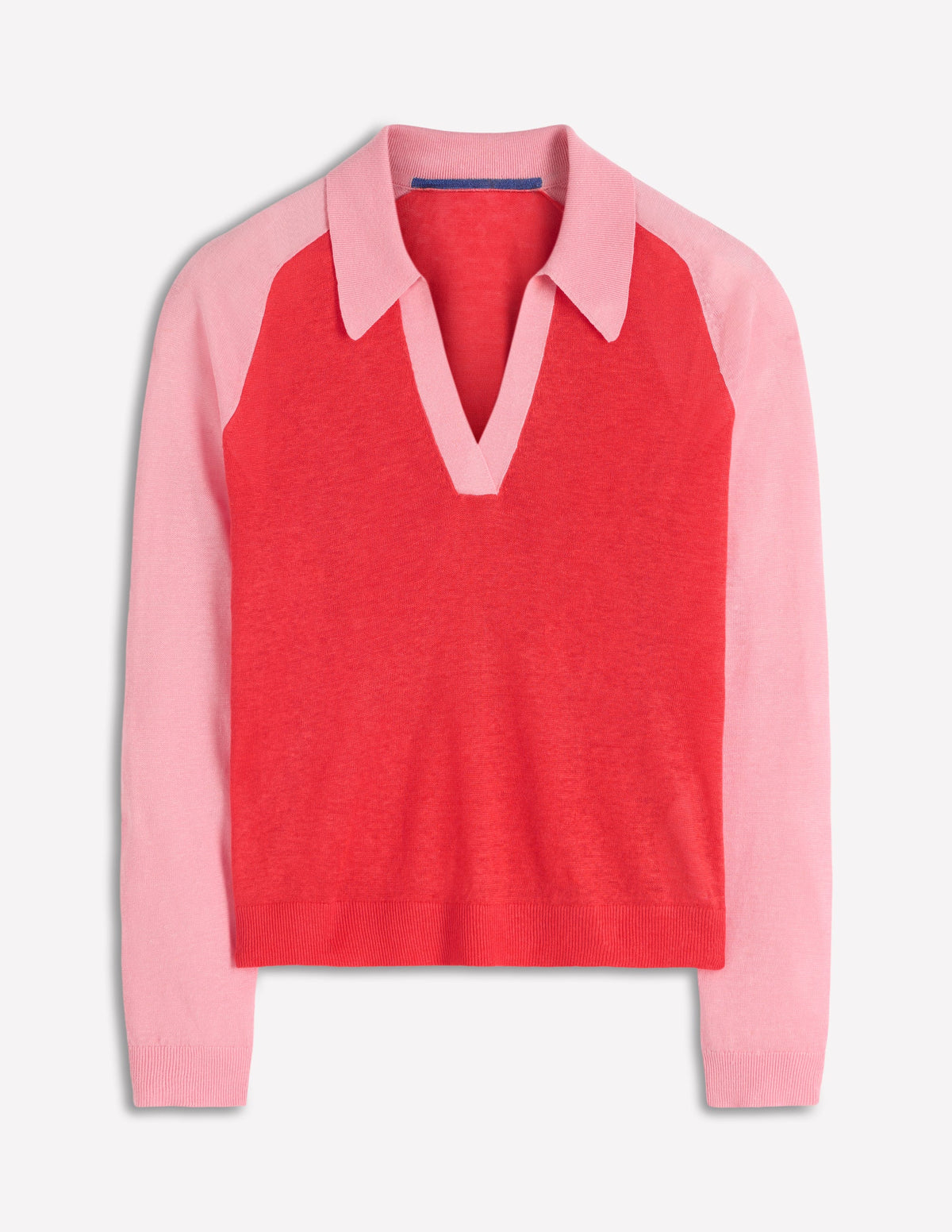 Agnes Leinenpullover mit Kragen-Sonniges Korallenrot / Kirschblütenrosa - Image 10