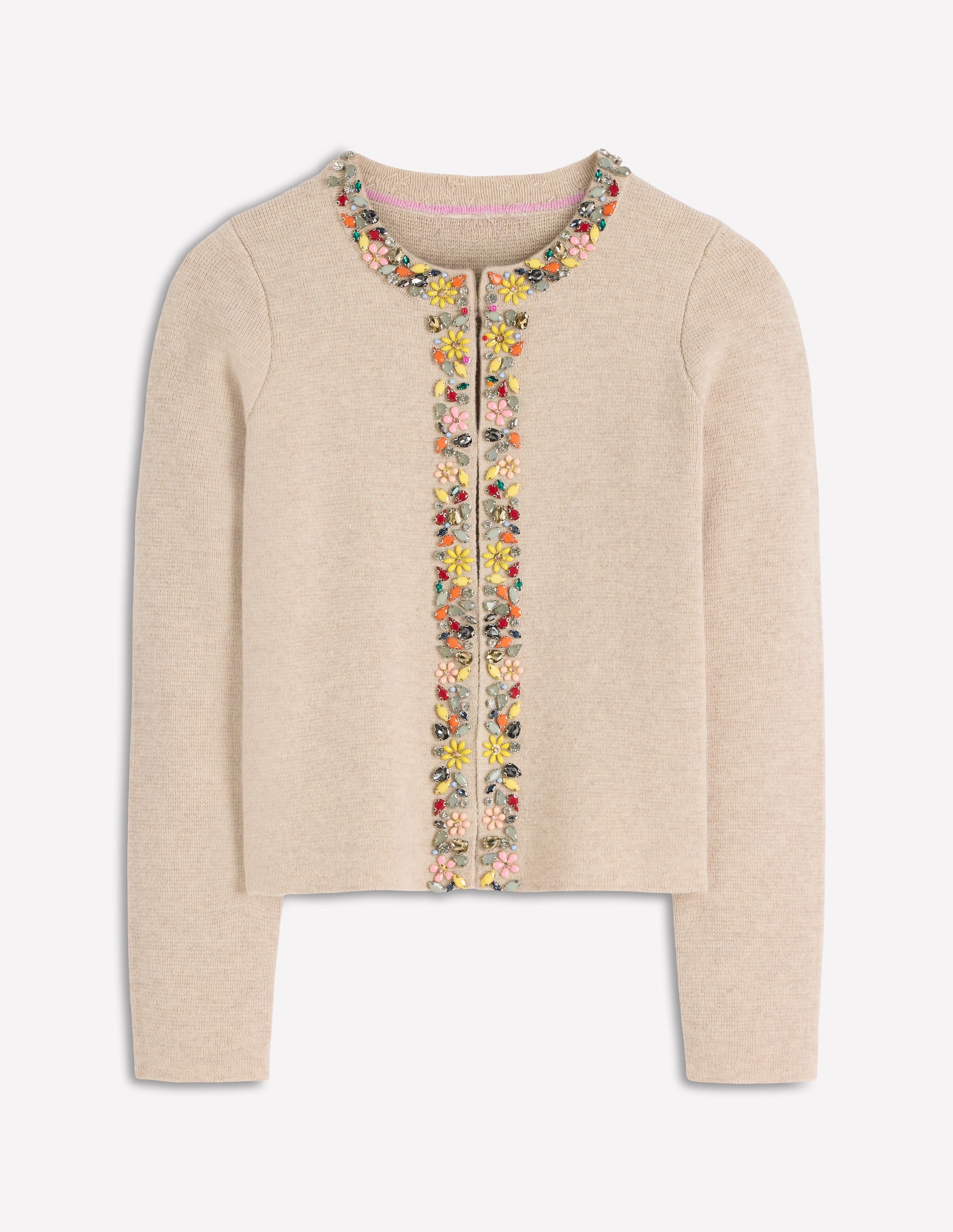 Verzierte Strickjacke-Graubraun Meliert - Image 7
