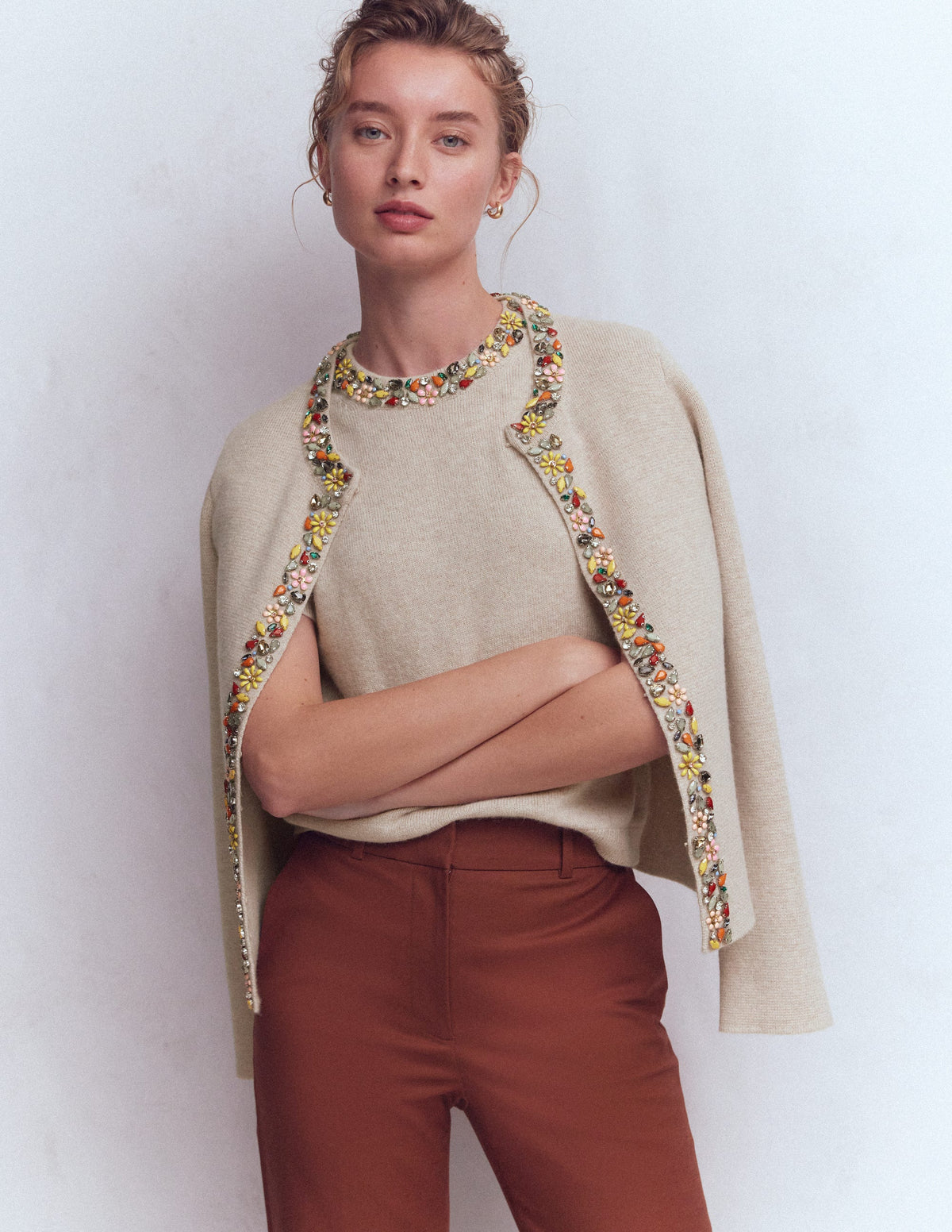 Embellished T-Shirt-Chinchilla Melange-1