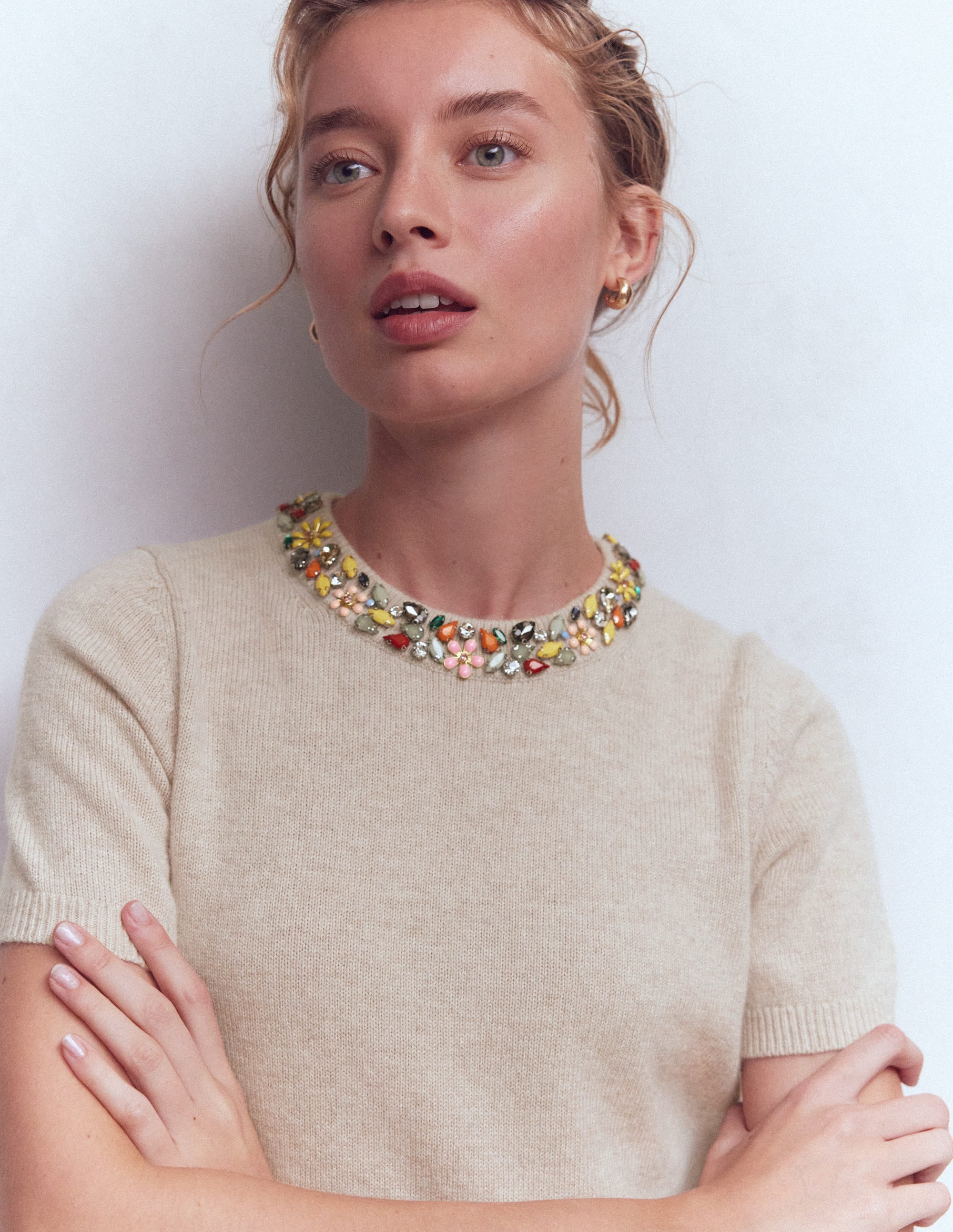Embellished T-Shirt-Chinchilla Melange - Image 2