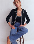 Liz Strickjacke mit Kragen-Marineblau