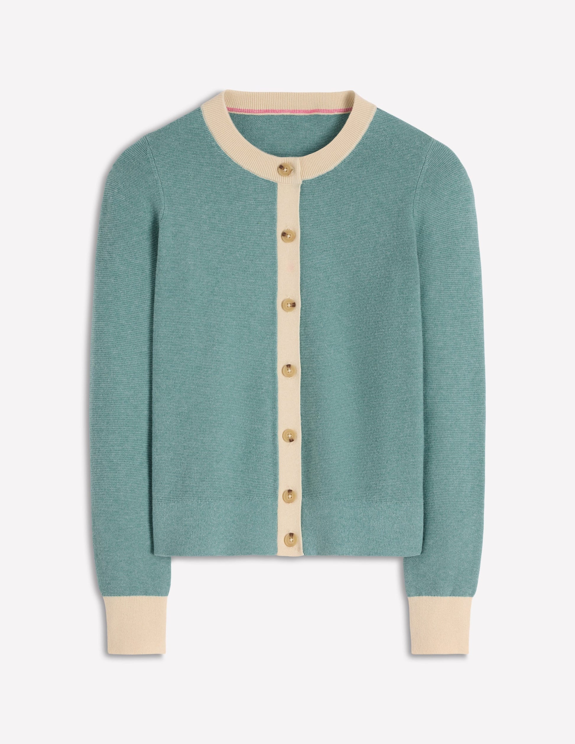 Grace Strickjacke in Blockfarben-Gedecktes Jadeblau-5