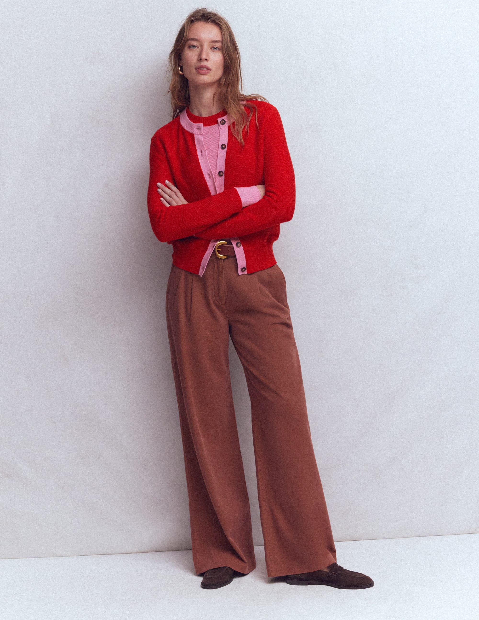 Grace Strickjacke in Blockfarben-Leuchtende Kirsche - Image 3