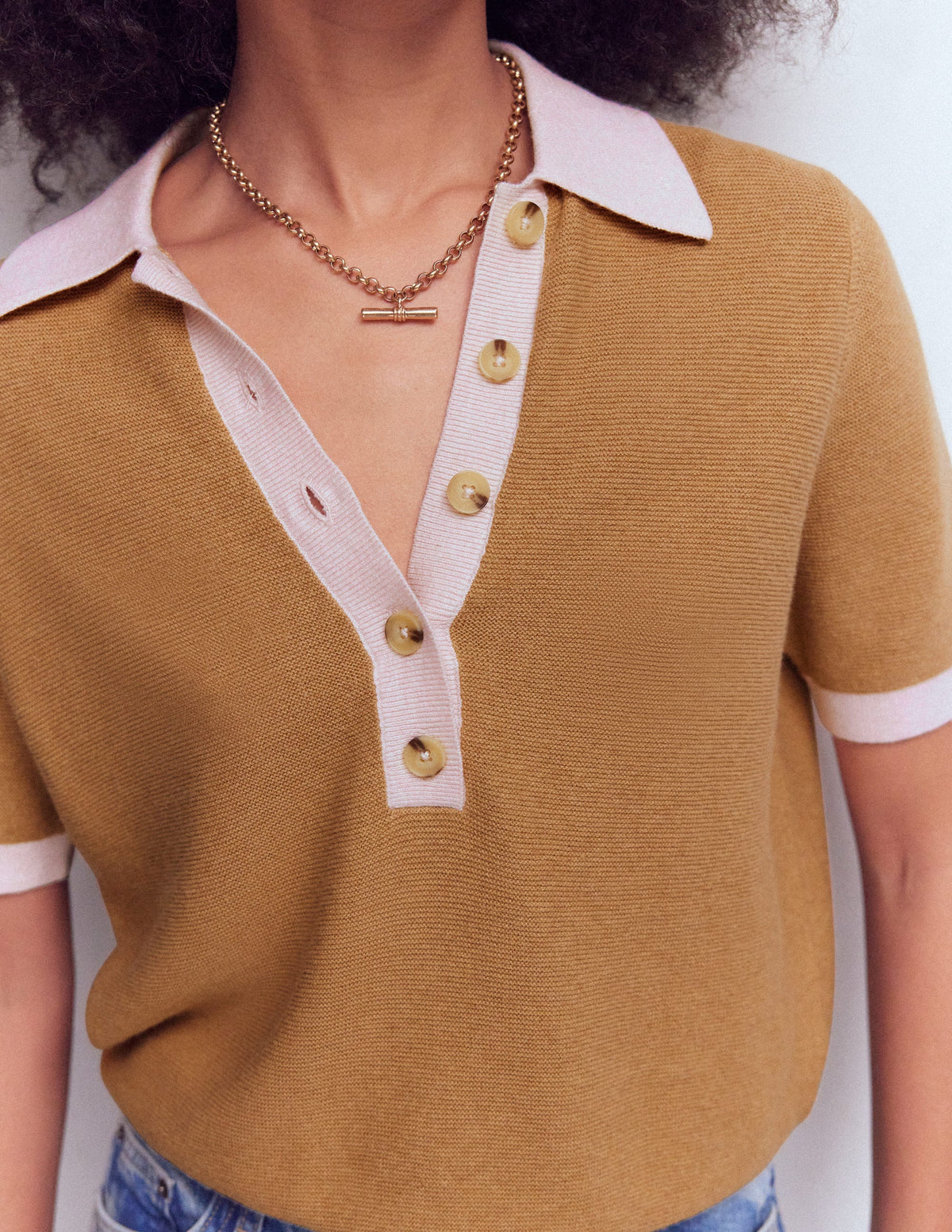 Grace T-Shirt in Blockfarben-Camel Meliert-2