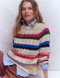 Baumwollpullover mit Zopfmuster-Warmes Naturweiß, Regenbogen