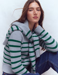Lucy Grob gestrickter Baumwollpullover-Blau/Grün