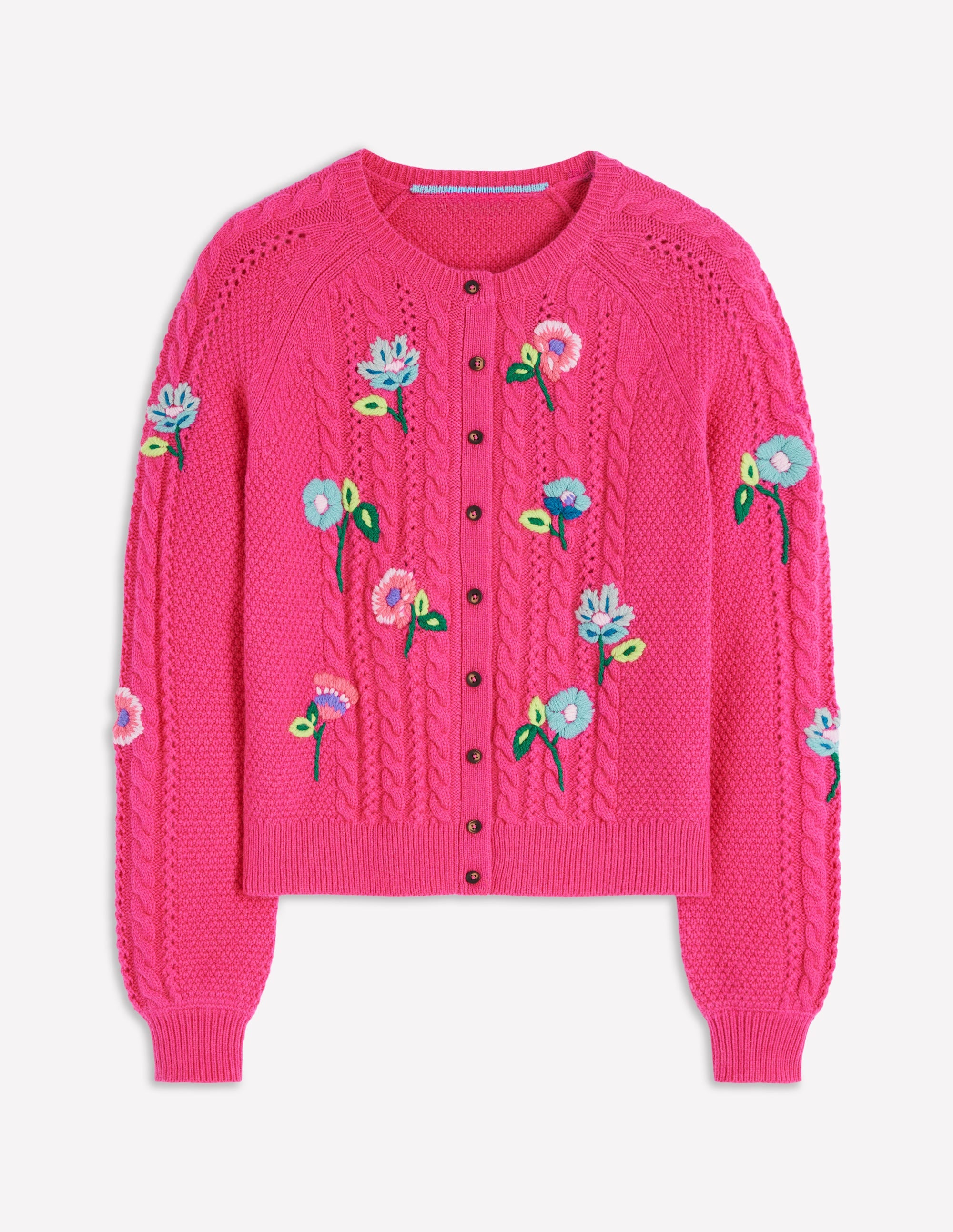Liv Bestickte Strickjacke mit Zopfmuster-Rosarot - Image 5