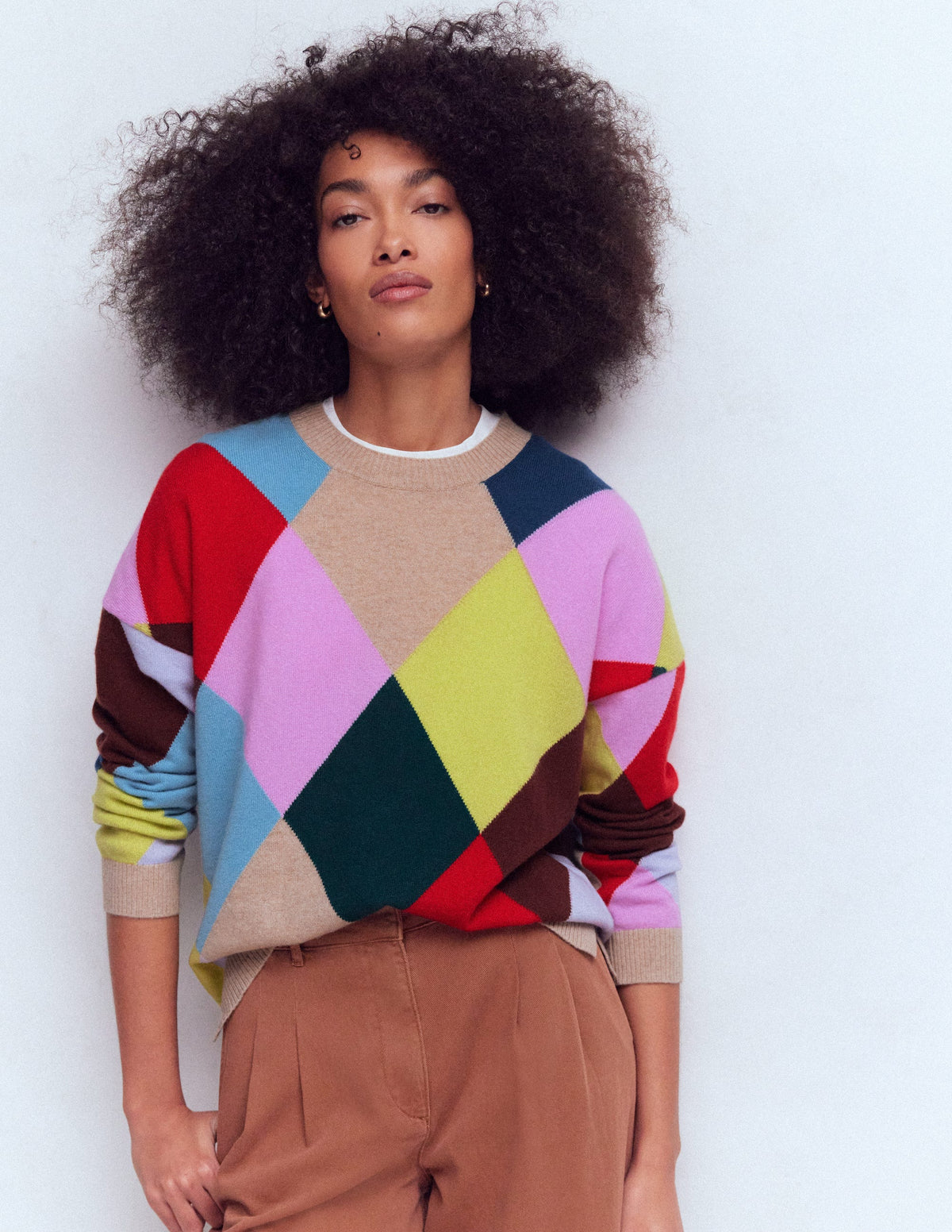 Anastasia Kaschmirpullover-Bunt gemusterter Harlekin-Pullover-5