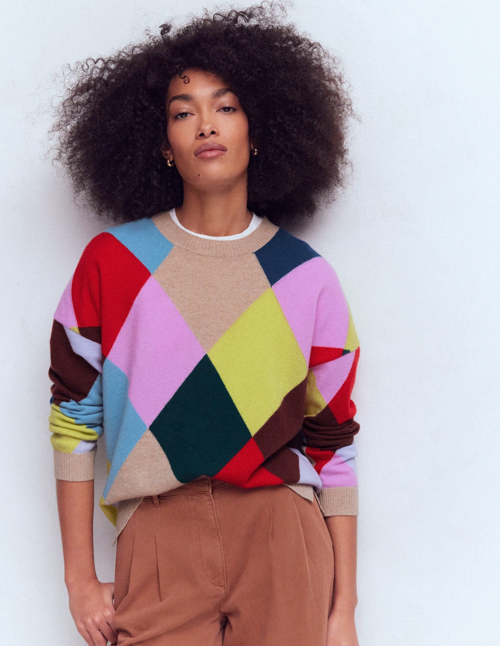 Anastasia Kaschmirpullover-Bunt gemusterter Harlekin-Pullover - Image 5