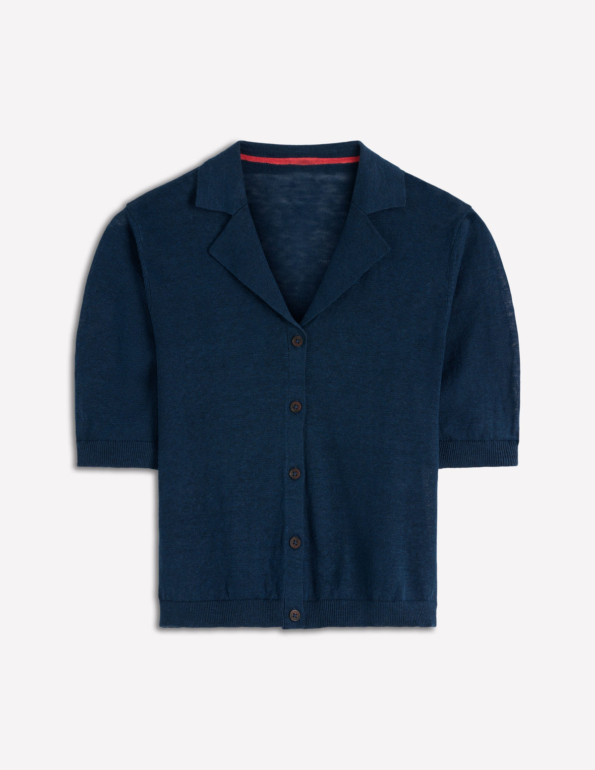 Agnes Leinenstrickjacke mit Kragen-Marineblau-5