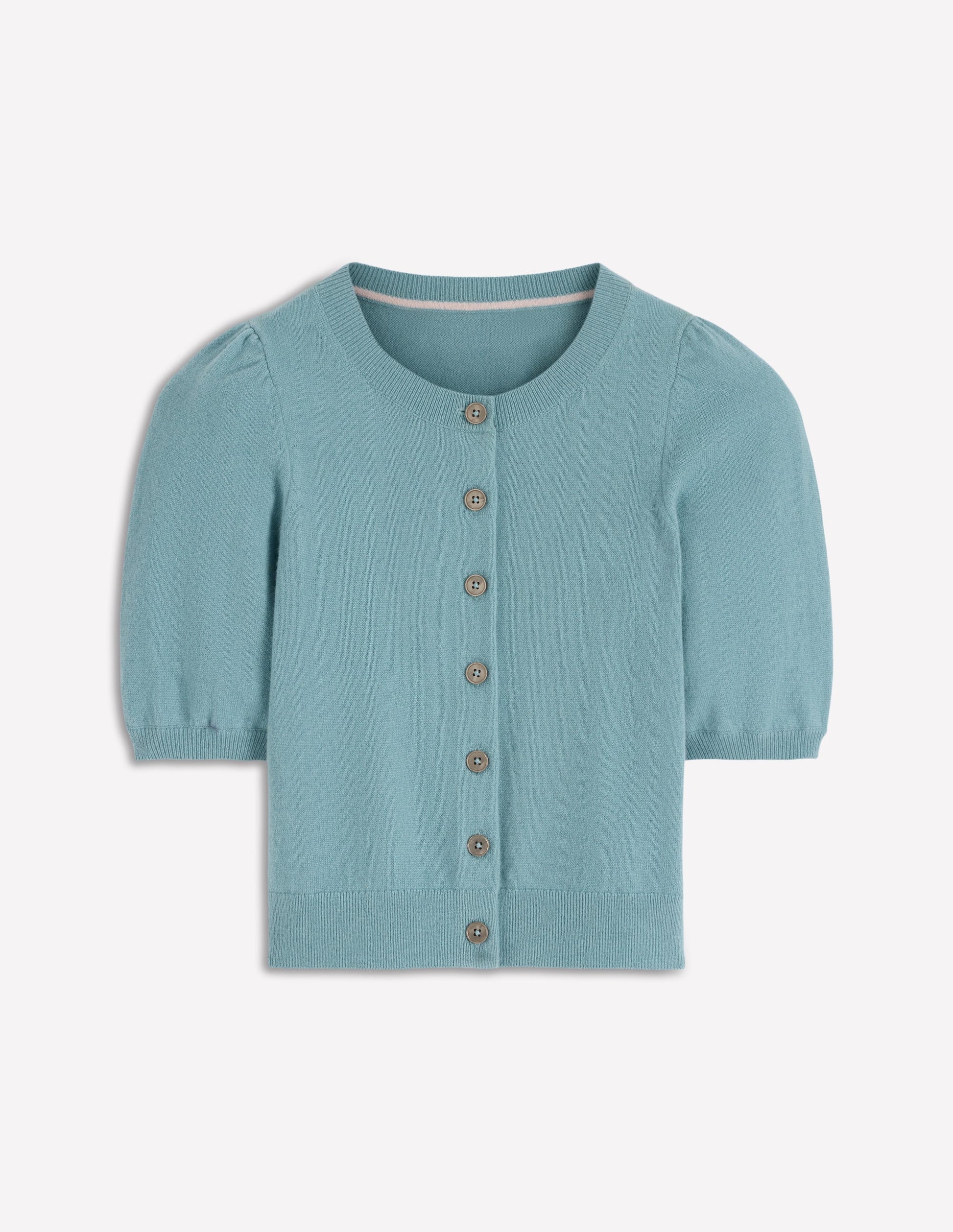 Cropped Cashmere Cardigan-Misty Blue-6