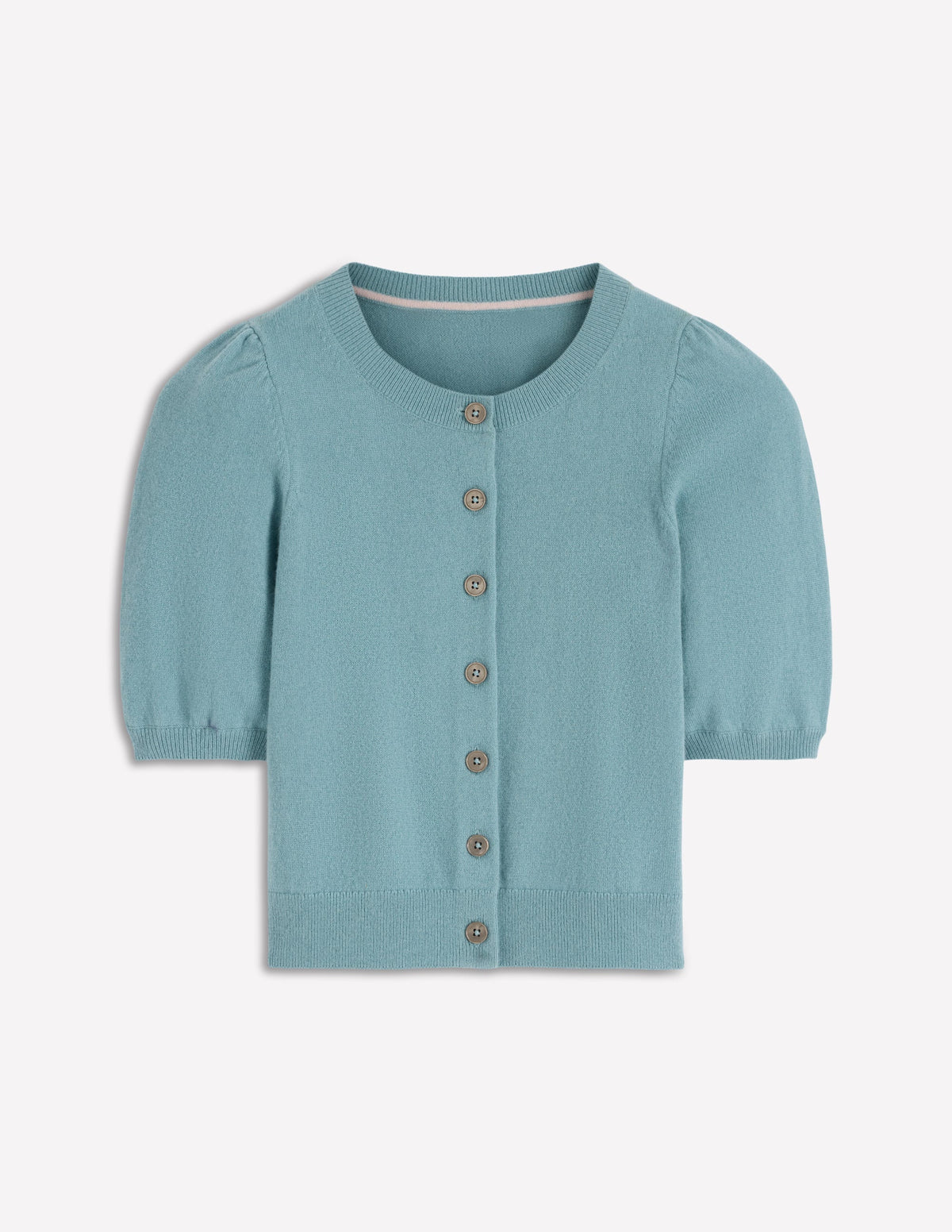 Cropped Cashmere Cardigan-Misty Blue - Image 6