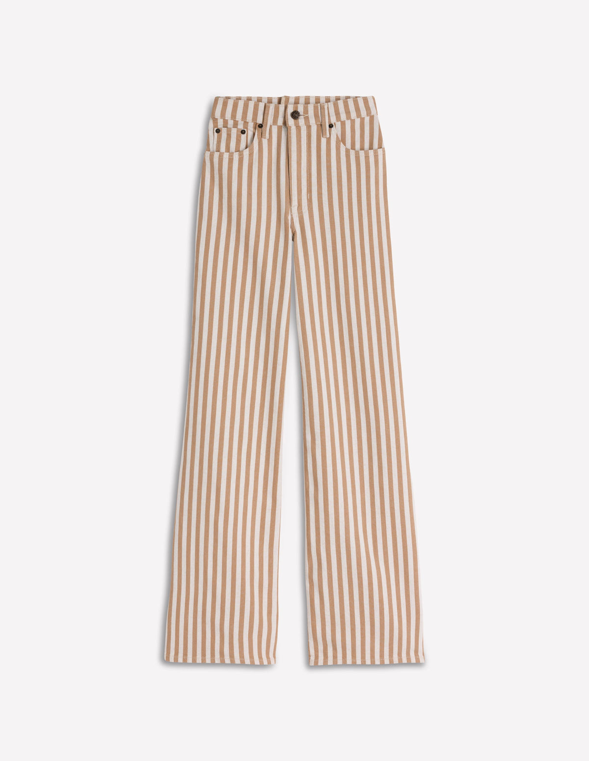 Jean large taille haute-Rayé fauve écru - Image 7