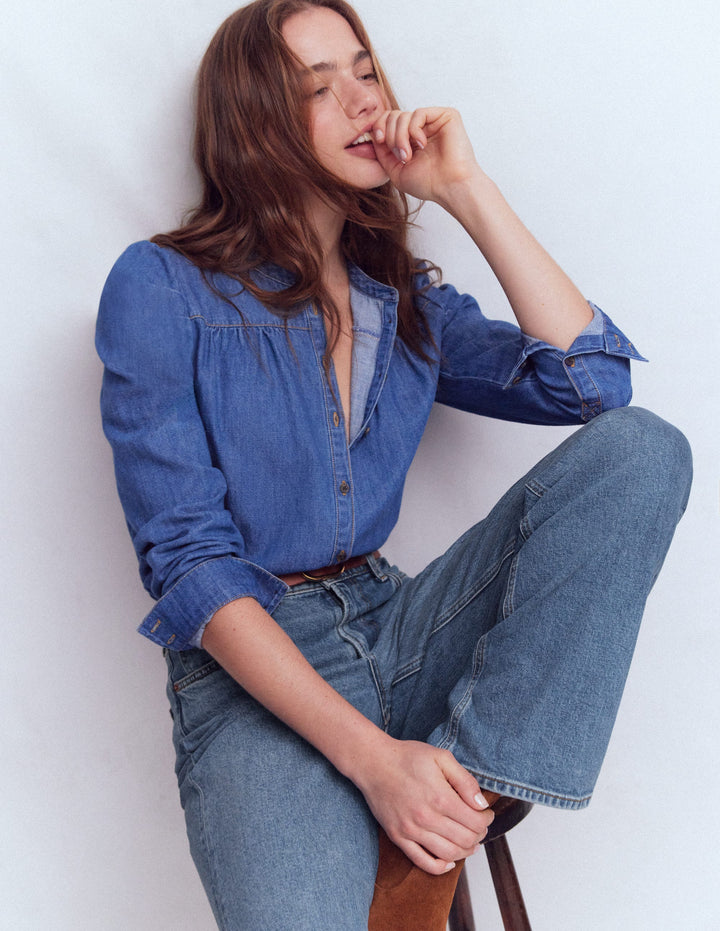Jeans mit hohem Bund und geradem, weitem Bein-Beatnik Red