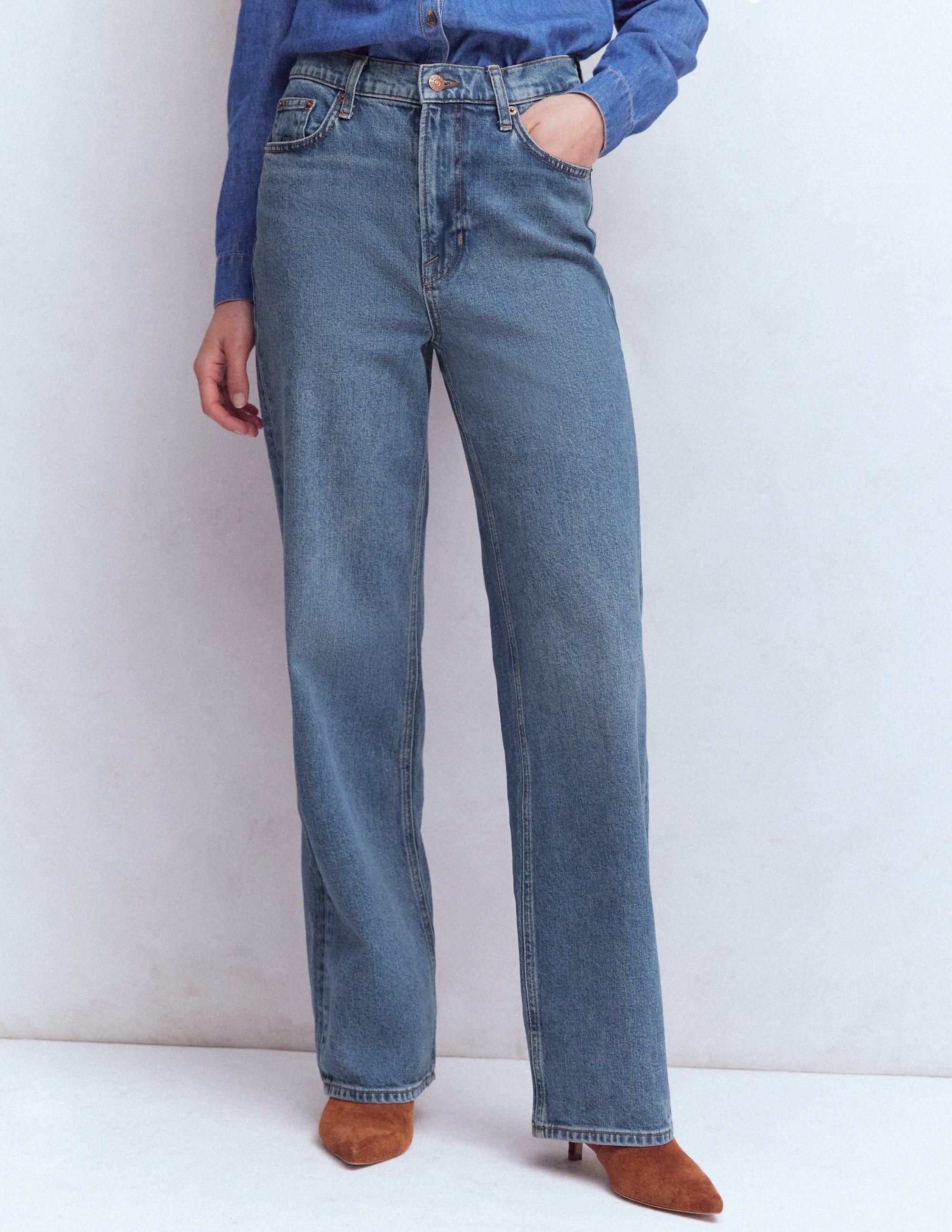 Jeans mit hohem Bund und geradem, weitem Bein-Beatnik Red - Image 4