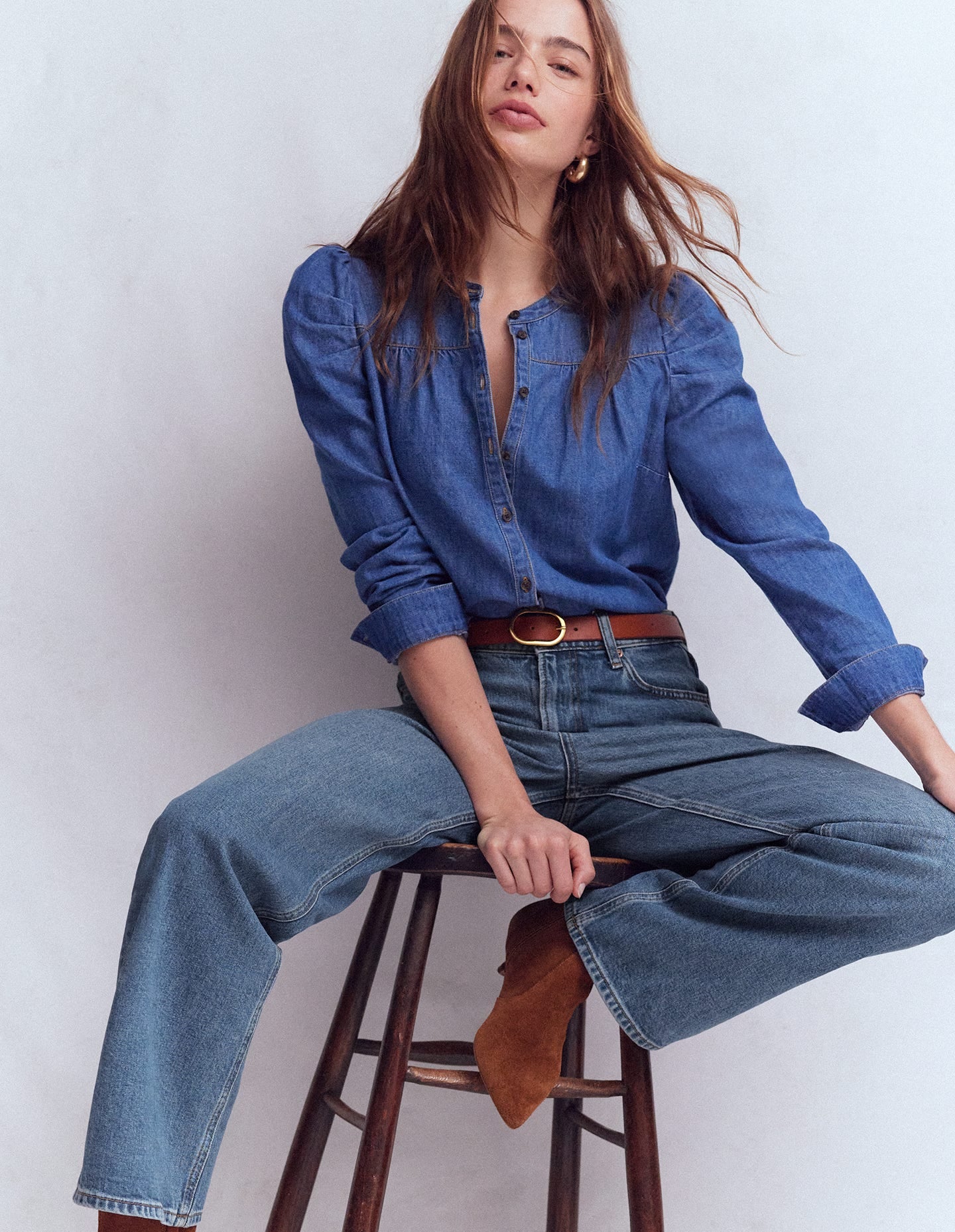 Jeans mit hohem Bund und geradem, weitem Bein-Beatnik Red - Image 5
