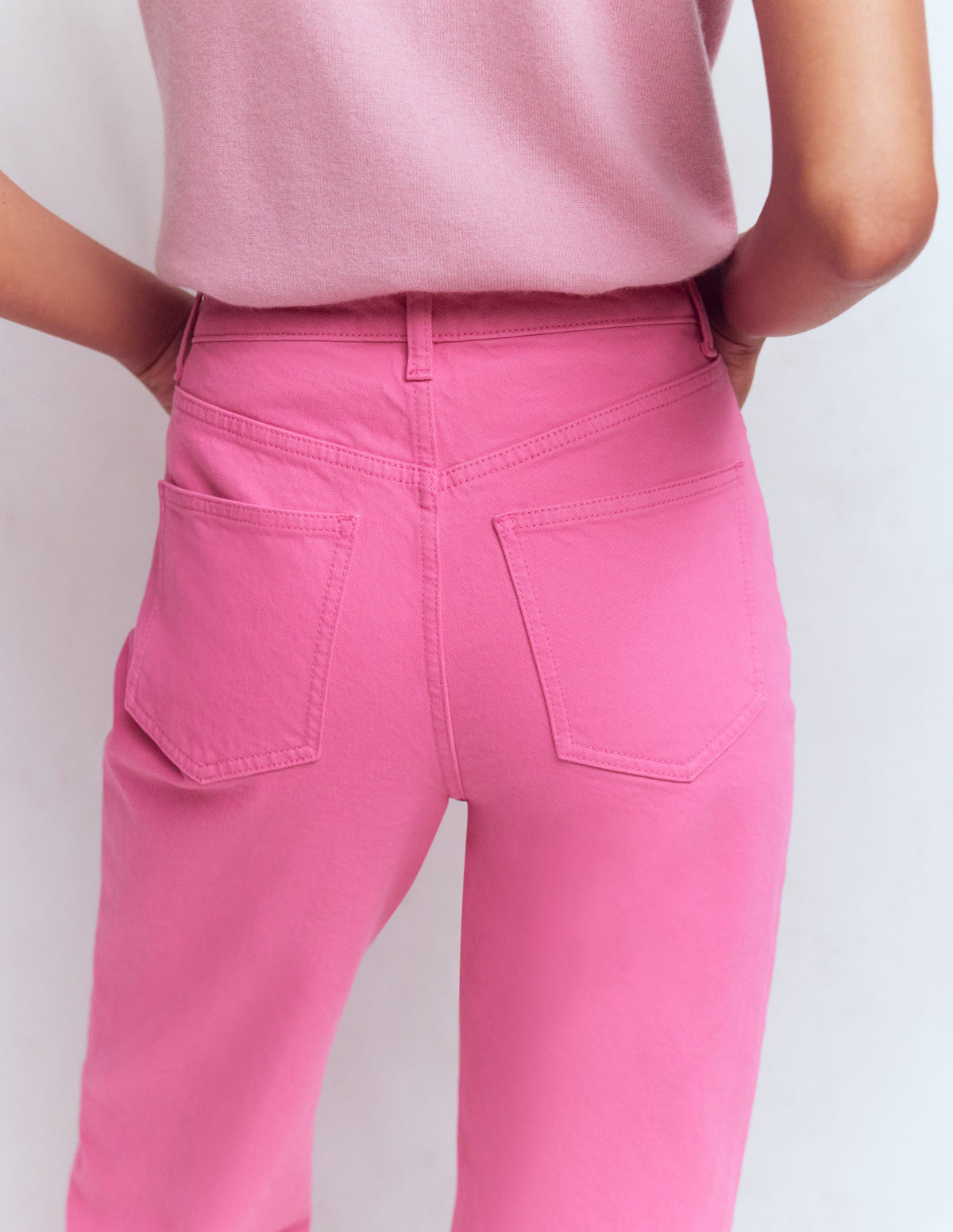 Jean droit taille haute-Rose vif-3