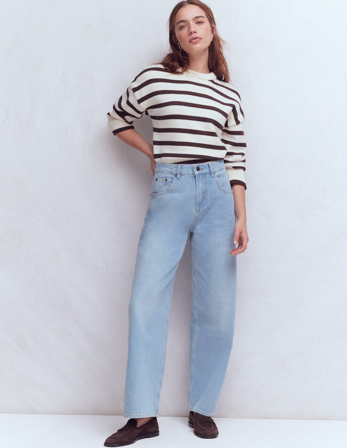 Locker geschnittene Jeans mit mittelhohem Bund-Authentisch Vintage-1