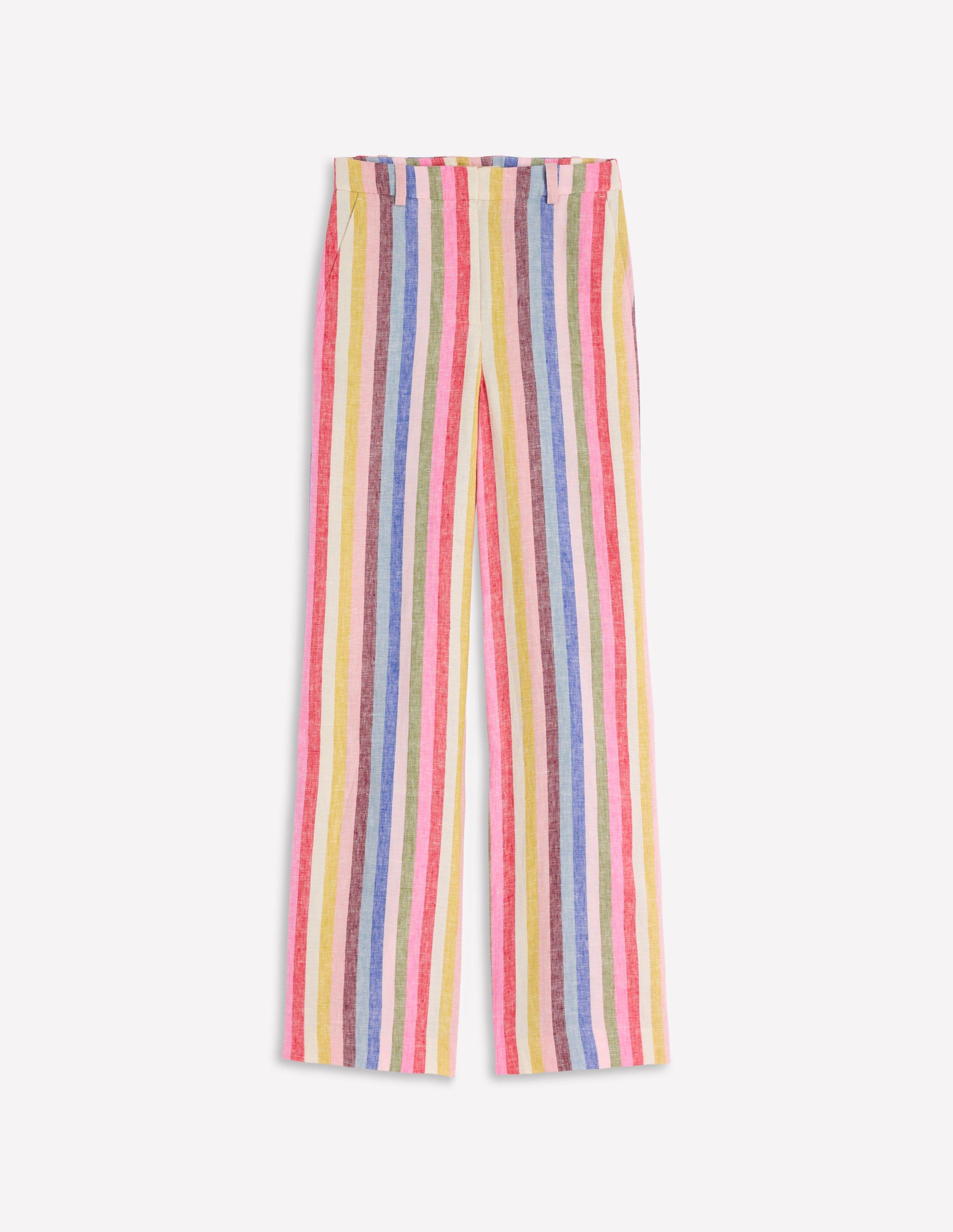 Belgravia Leinenhose-Ackerbohnengrün/Pink, Gestreift-7