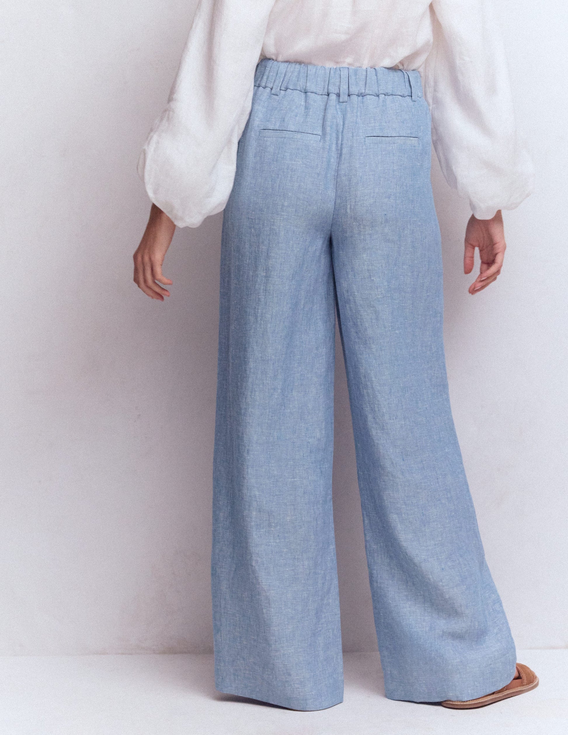 Kensington Linen Trousers-Blue Chambray-3