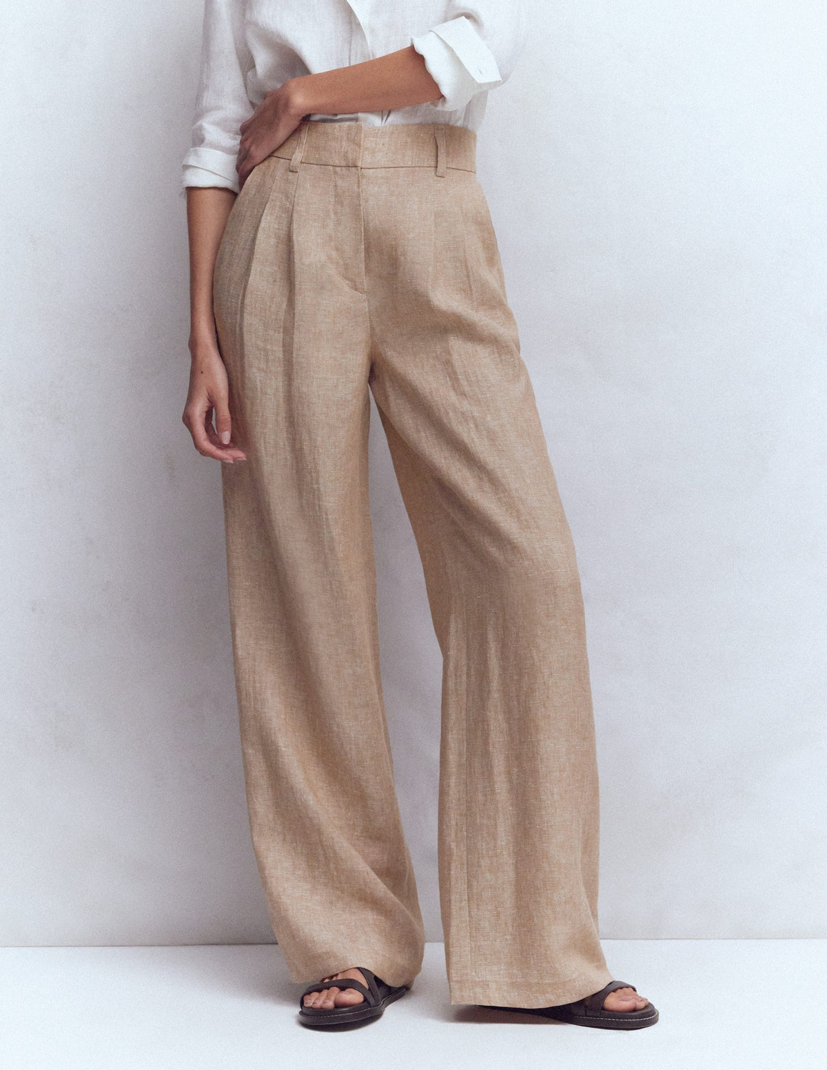 Kensington Leinenhose-Cappuccino Chambray-4