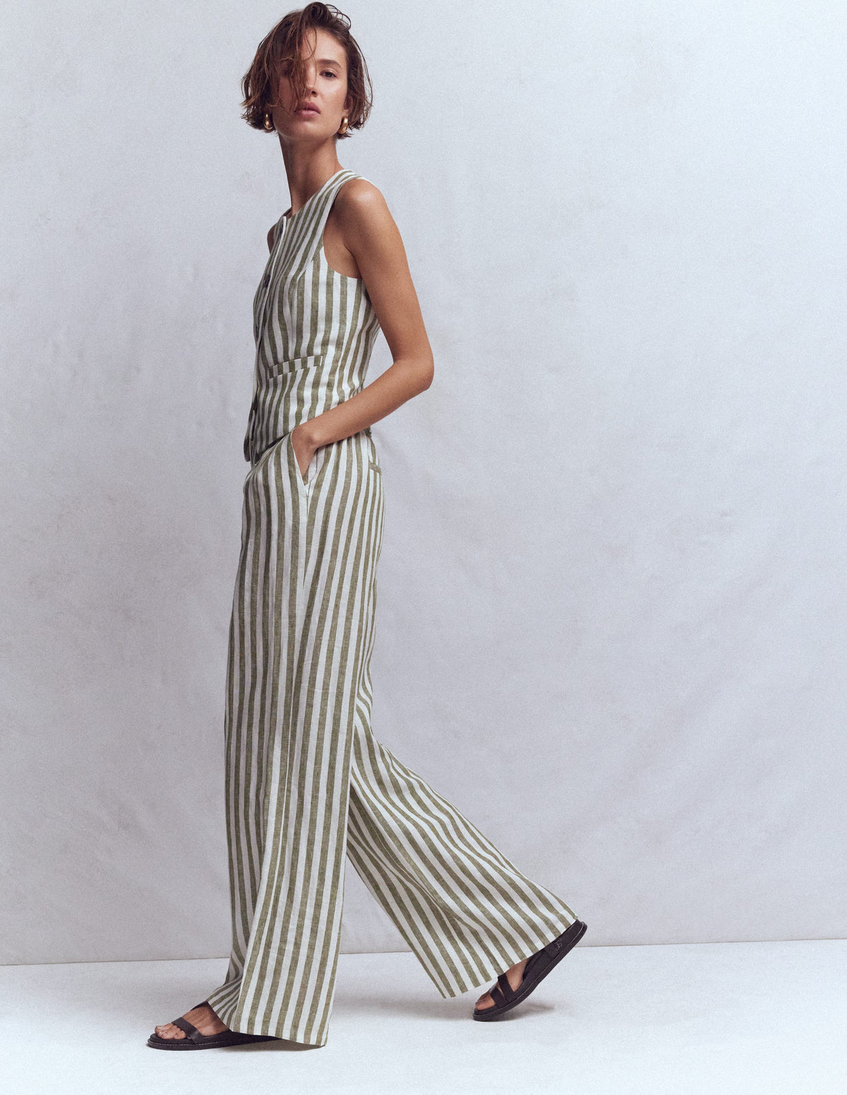Kensington Linen Trousers-Mayfly Stripe - Image 1