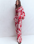 Kensington Leinenhose-Botanisches Muster