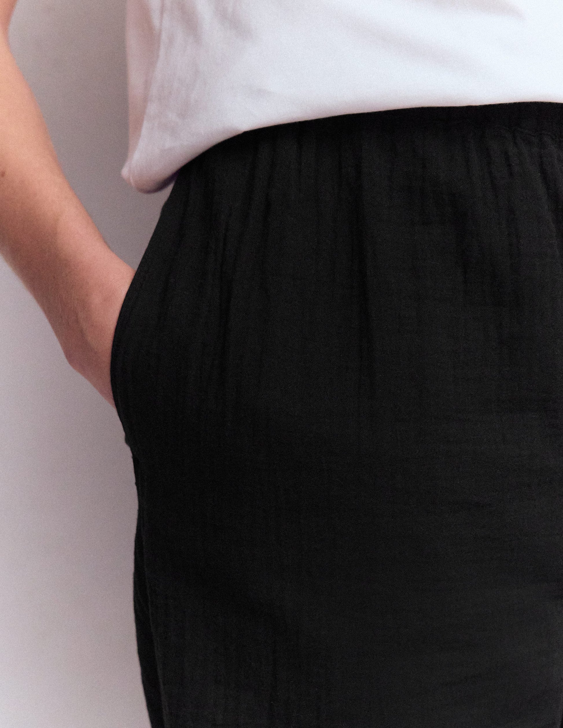 Pull On Double Cloth Trousers-Black-2