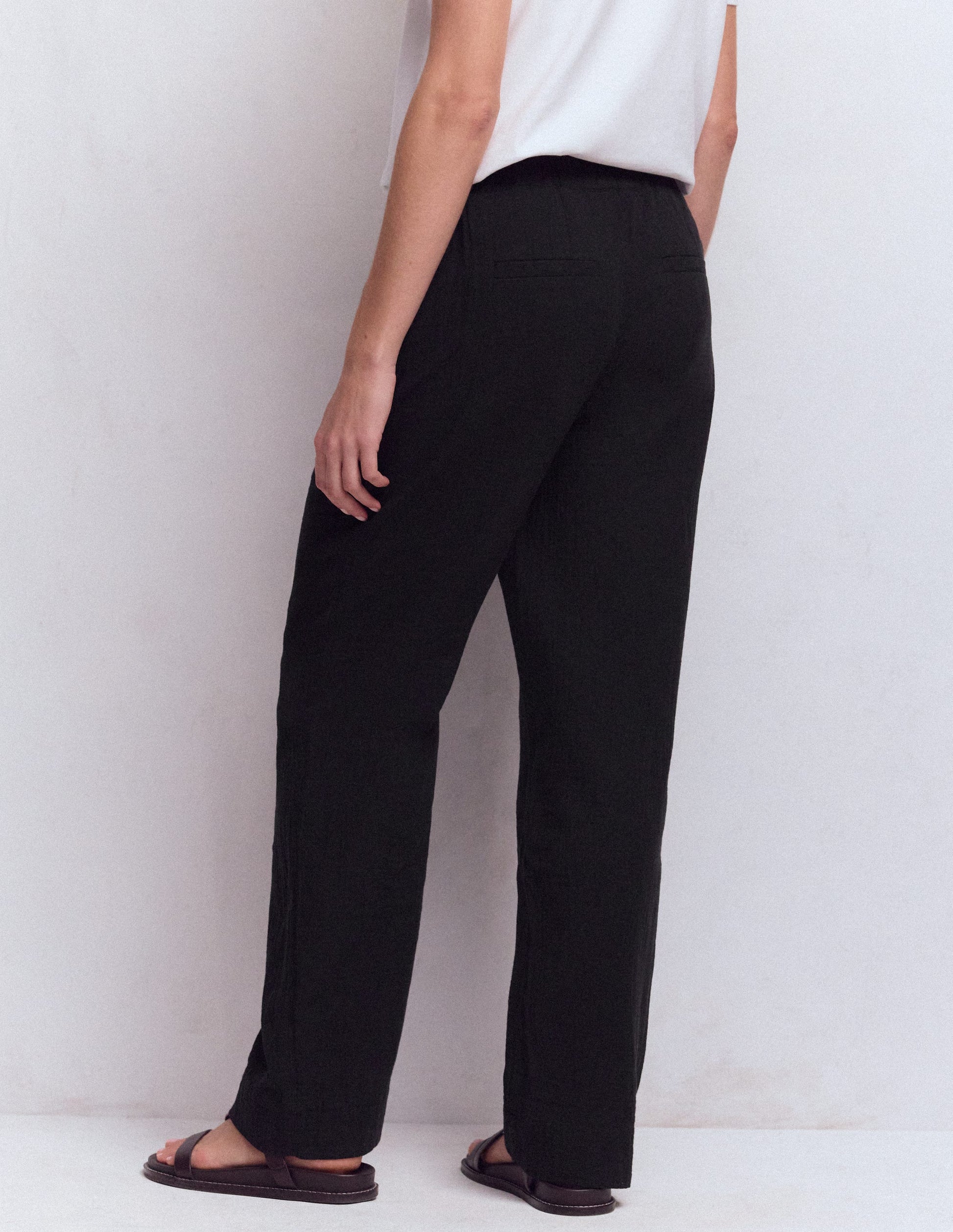Pull On Double Cloth Trousers-Black-3