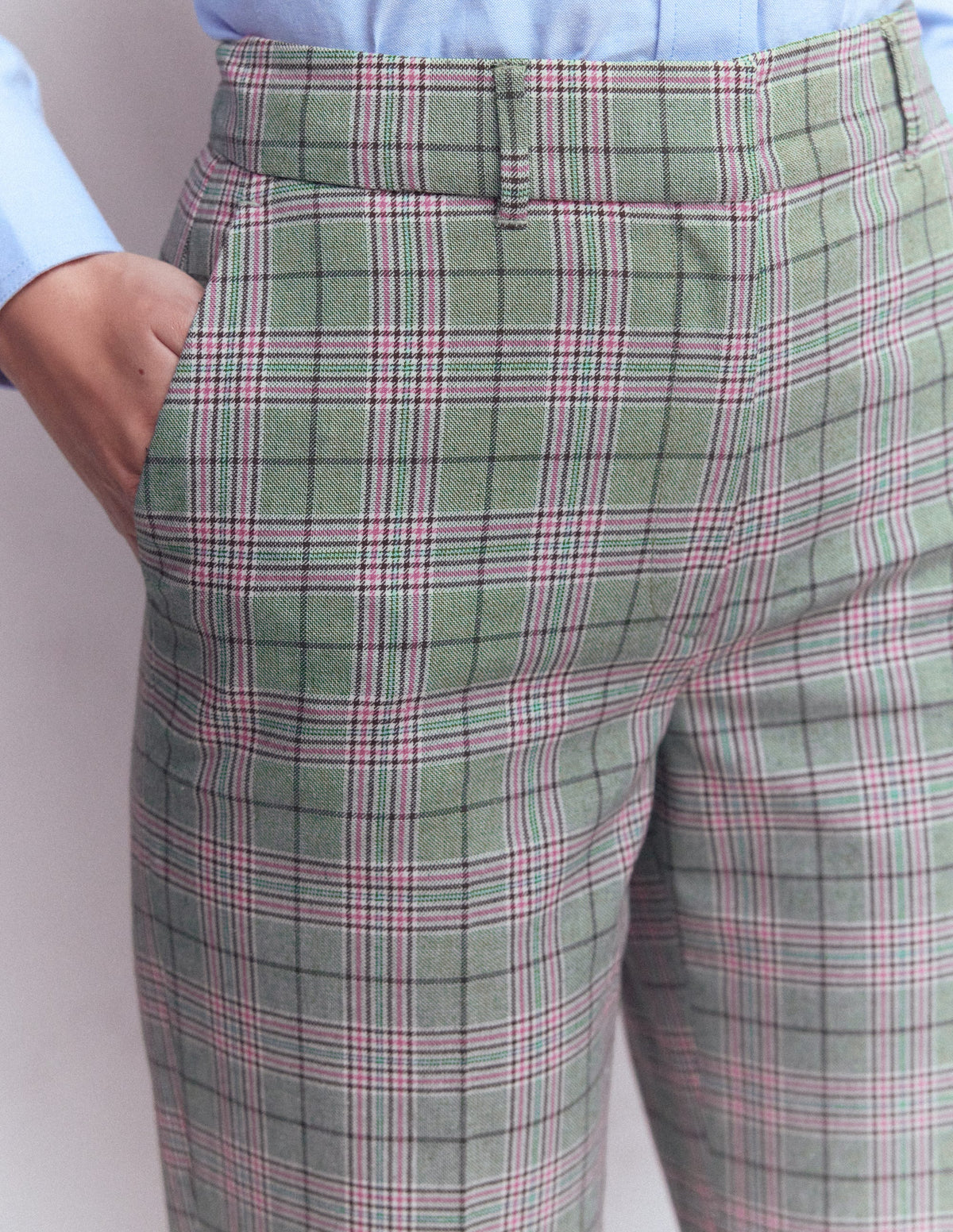 Pantalon ajusté Canonbury-Carreaux vert, rose et marron-2