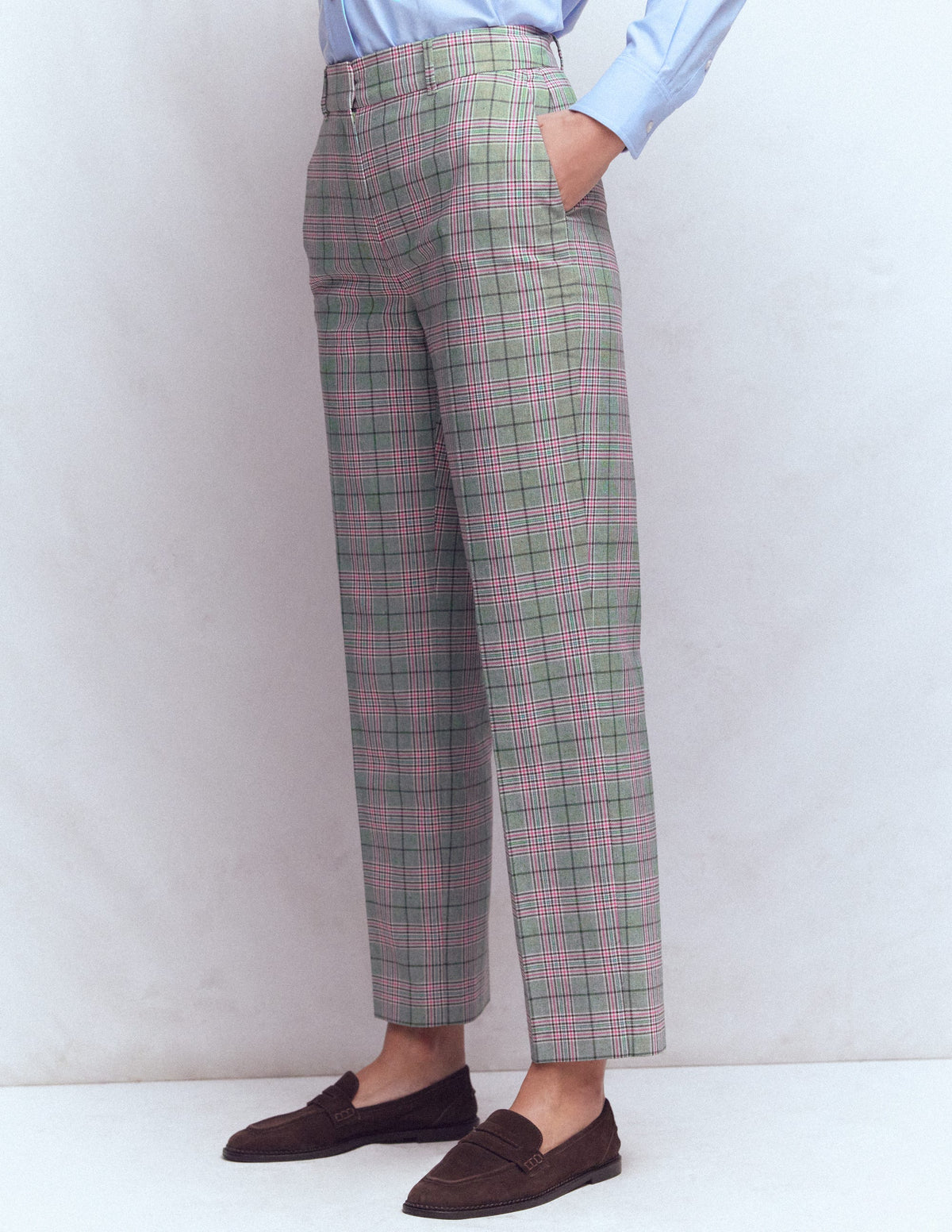 Pantalon ajusté Canonbury-Carreaux vert, rose et marron - Image 4
