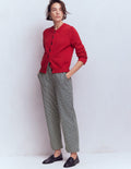 Chinohose mit geradem Bein-Blau und Naturweiß Gestreift