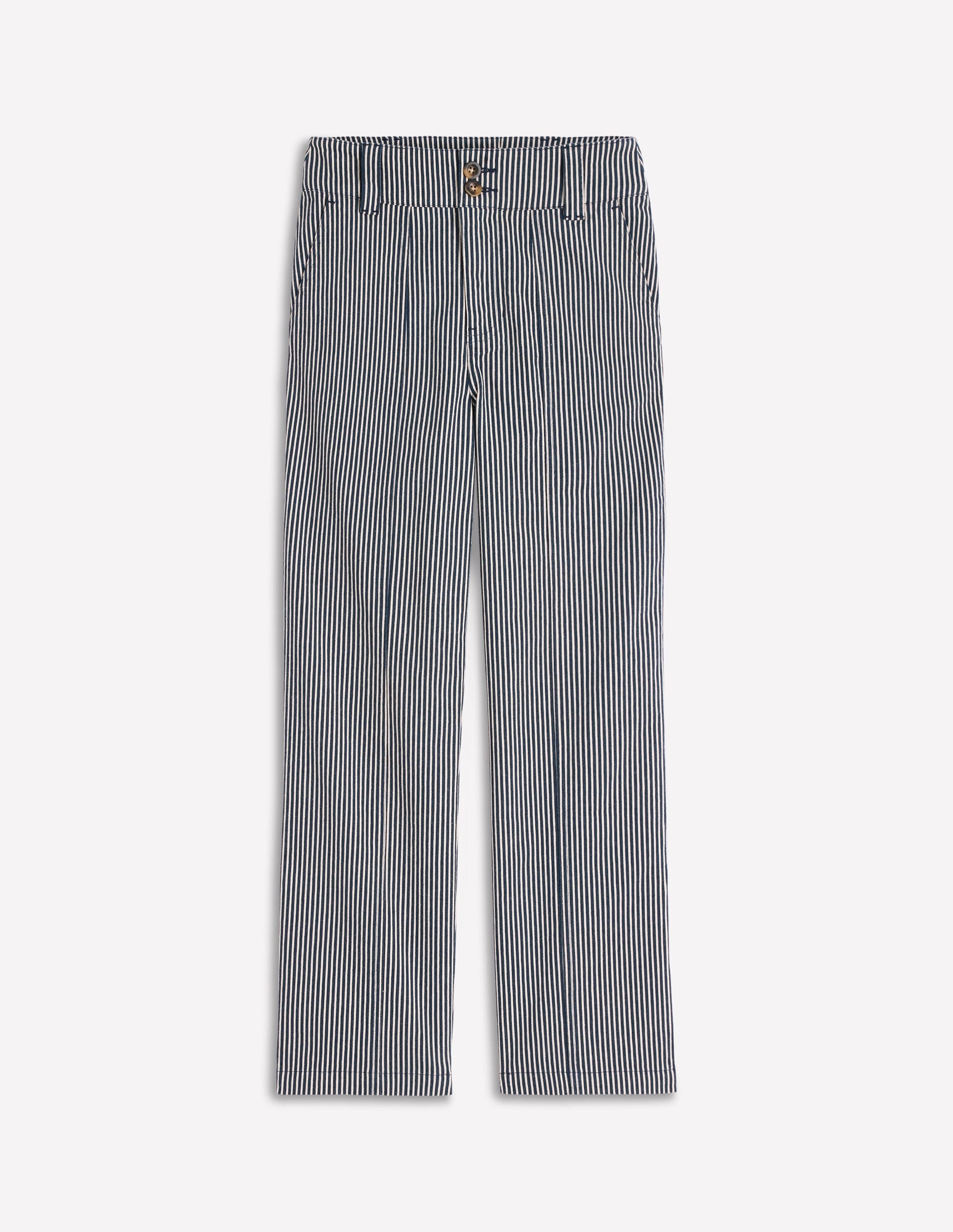 Chinohose mit geradem Bein-Blau und Naturweiß Gestreift-6