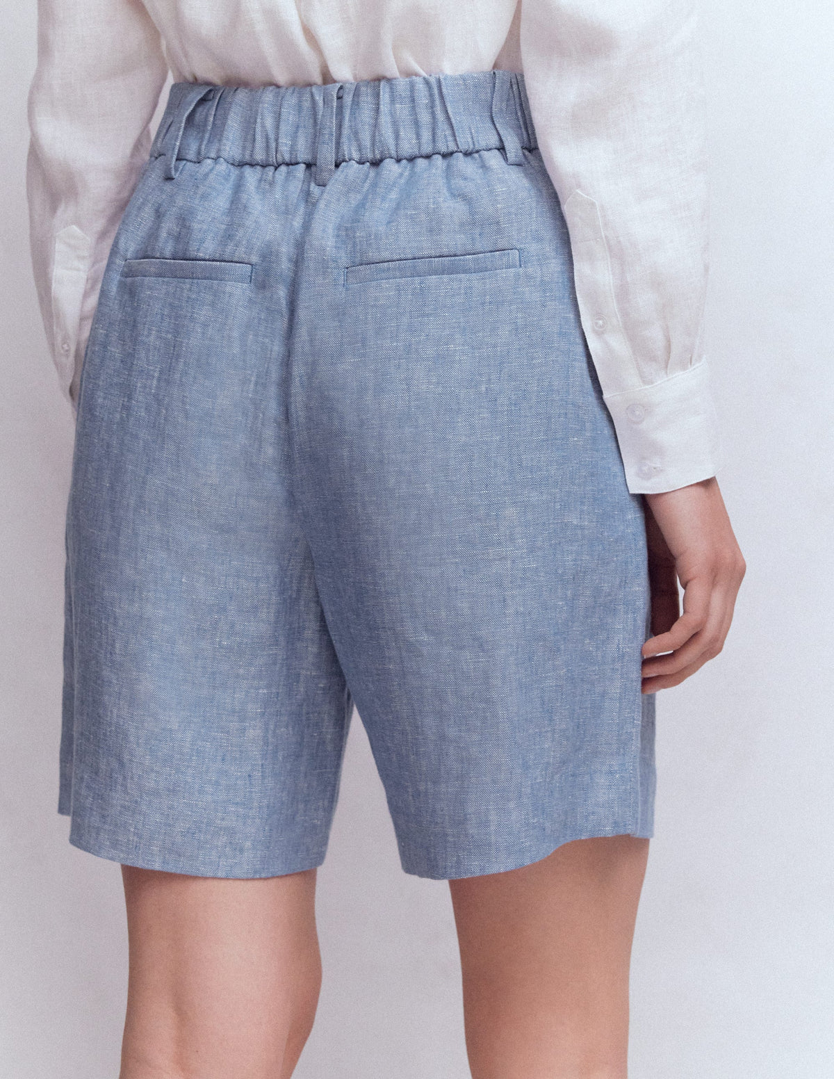 Short Kensington en lin-Chambray Bleu - Image 3