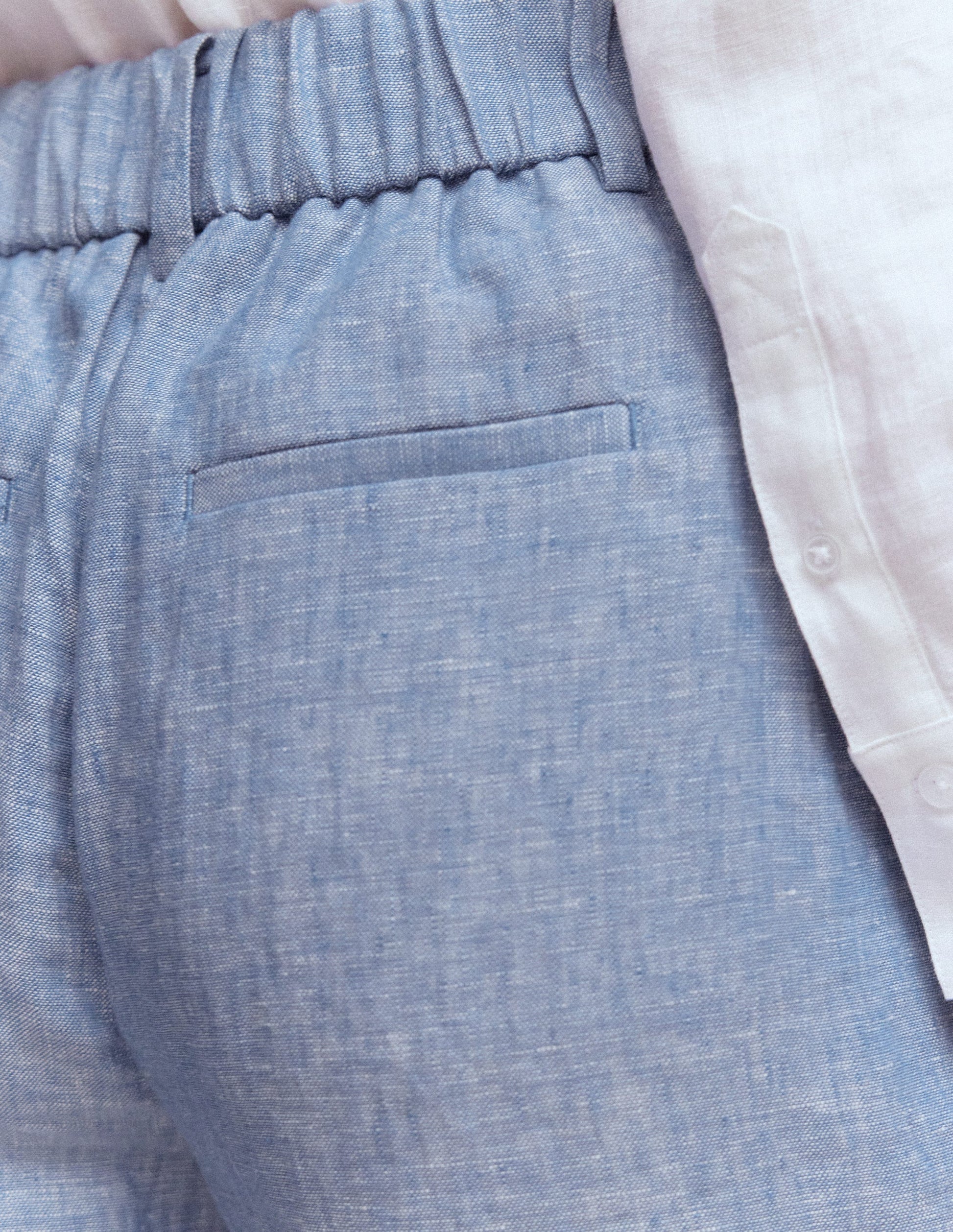 Short Kensington en lin-Chambray Bleu-5