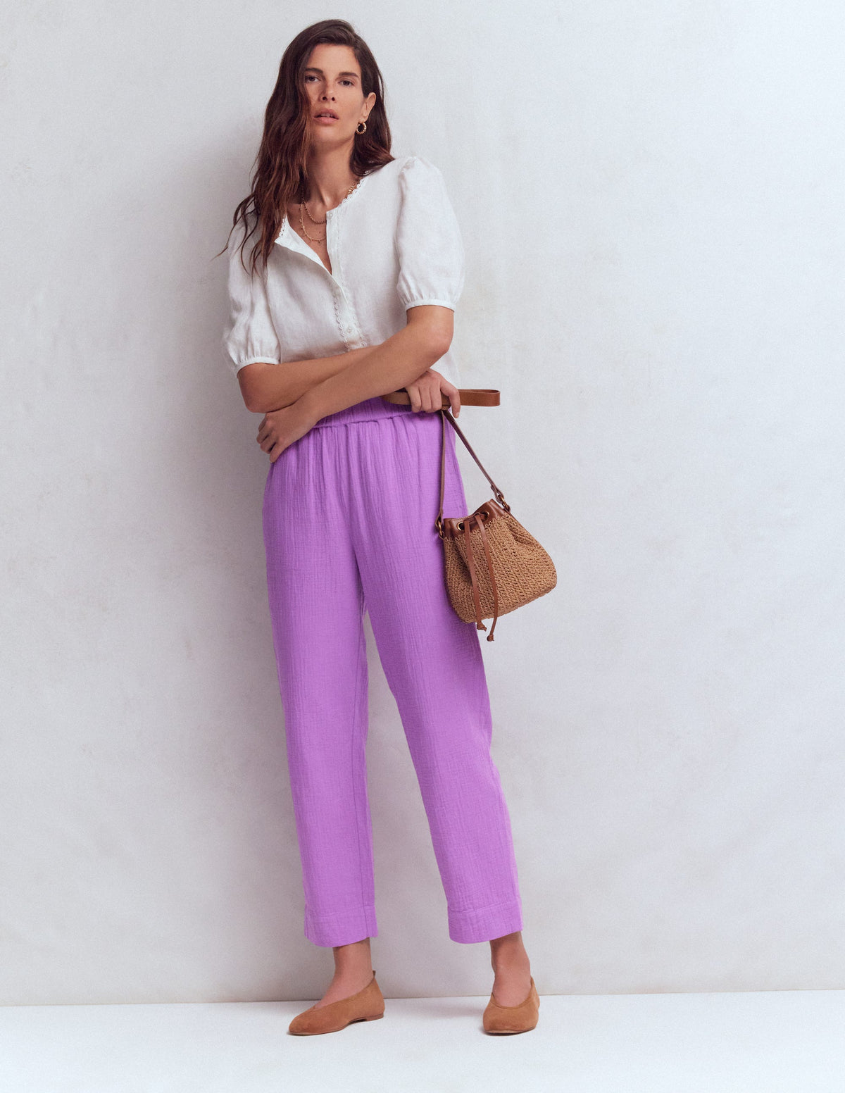 Verkürzte Doppeltuch-Hose-Amethyst-Lila-1
