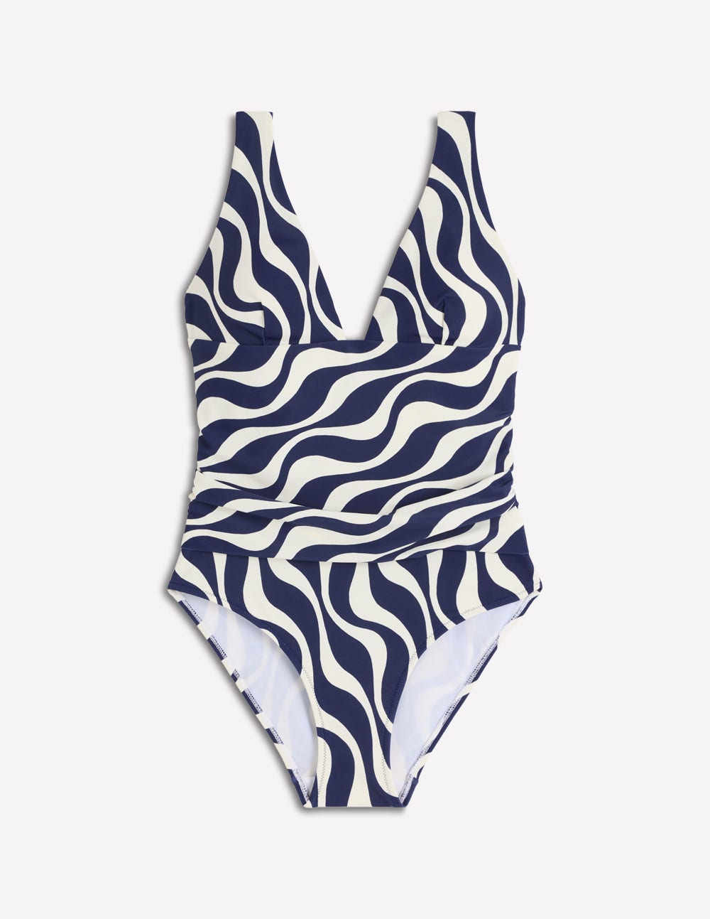 Mykonos Badeanzug mit tiefem V-Ausschnitt-Marineblau, Rhythmische Welle-5