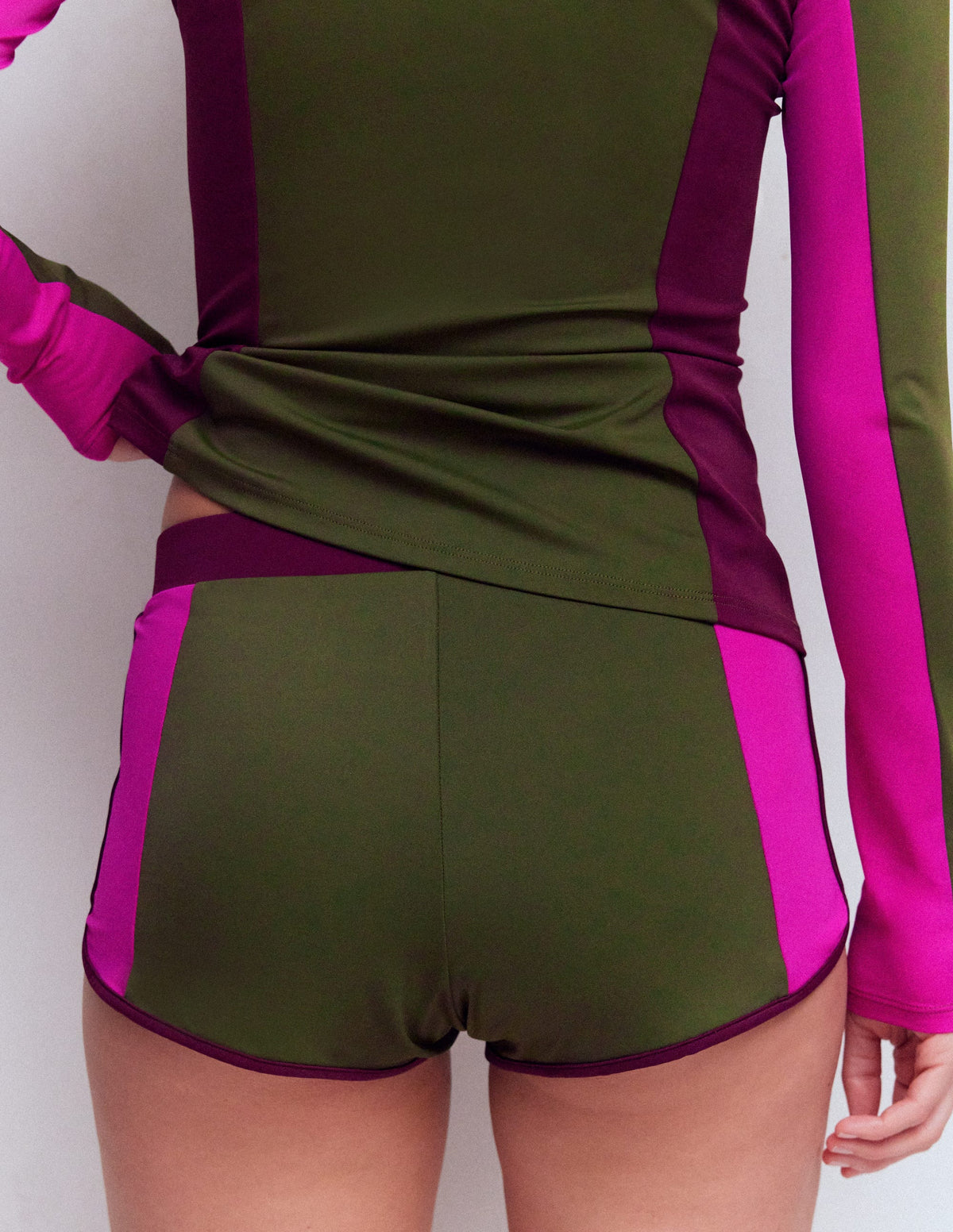Badeshorts-Khaki, Blockfarben - Image 3