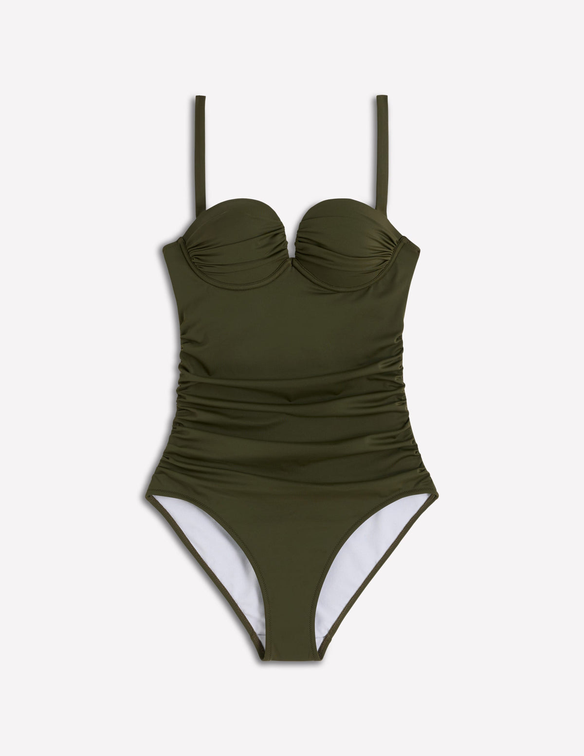 Maillot de bain à bonnets plissés-Olive-6