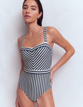 Clean Sweetheart Swimsuit-Navy and Ivory Stripe